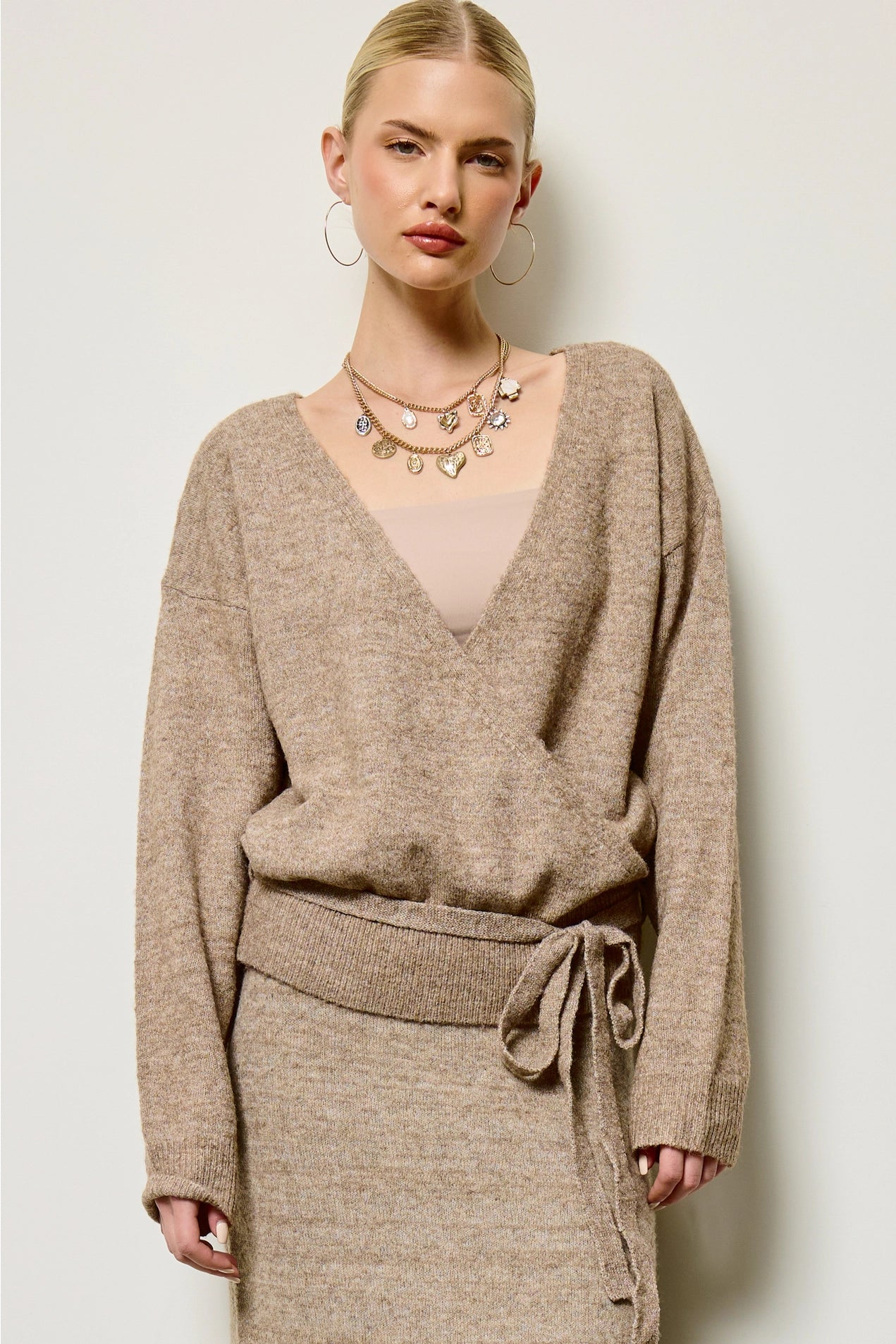 Wrap Knit Cardigan Sweater - Mocha