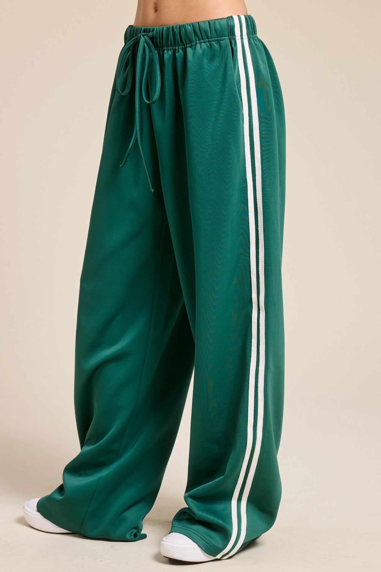 Wide Leg Track Pants - Pine