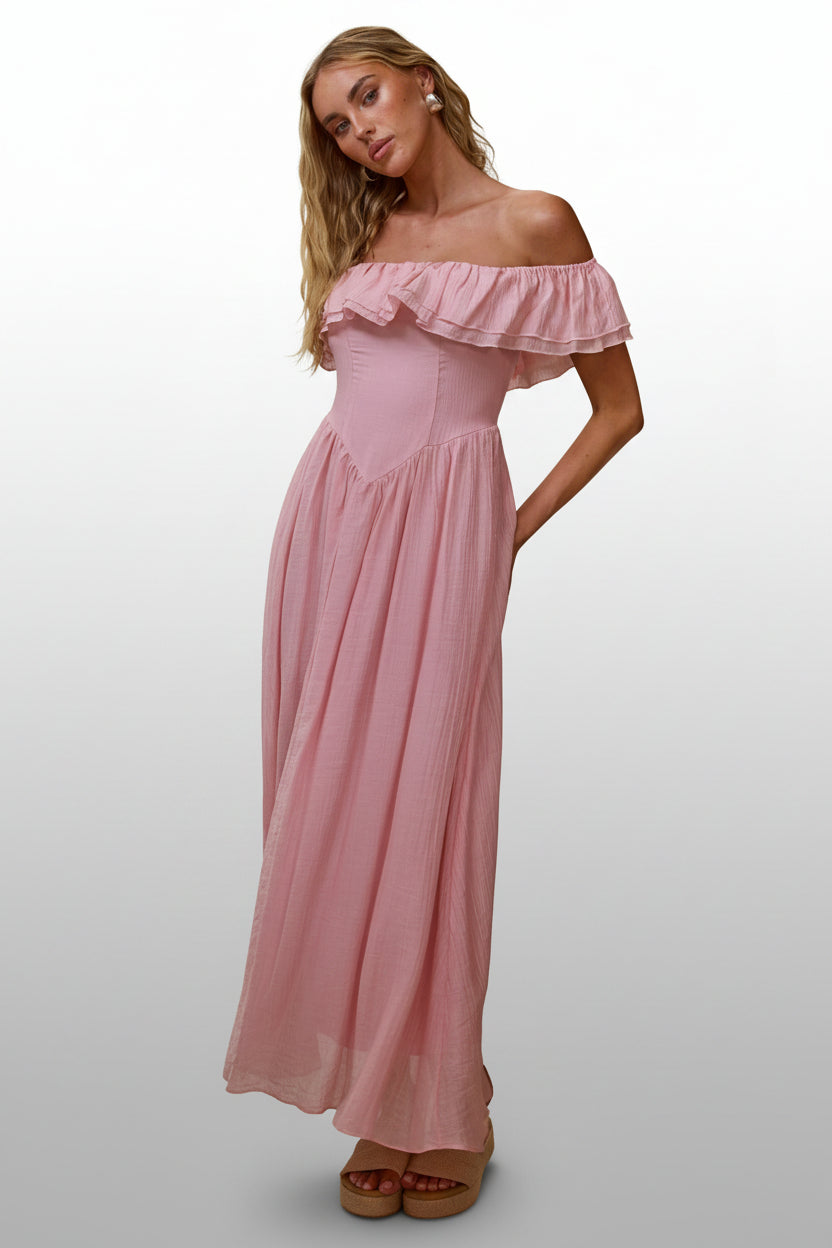Off Shoulder Corset Maxi Dress