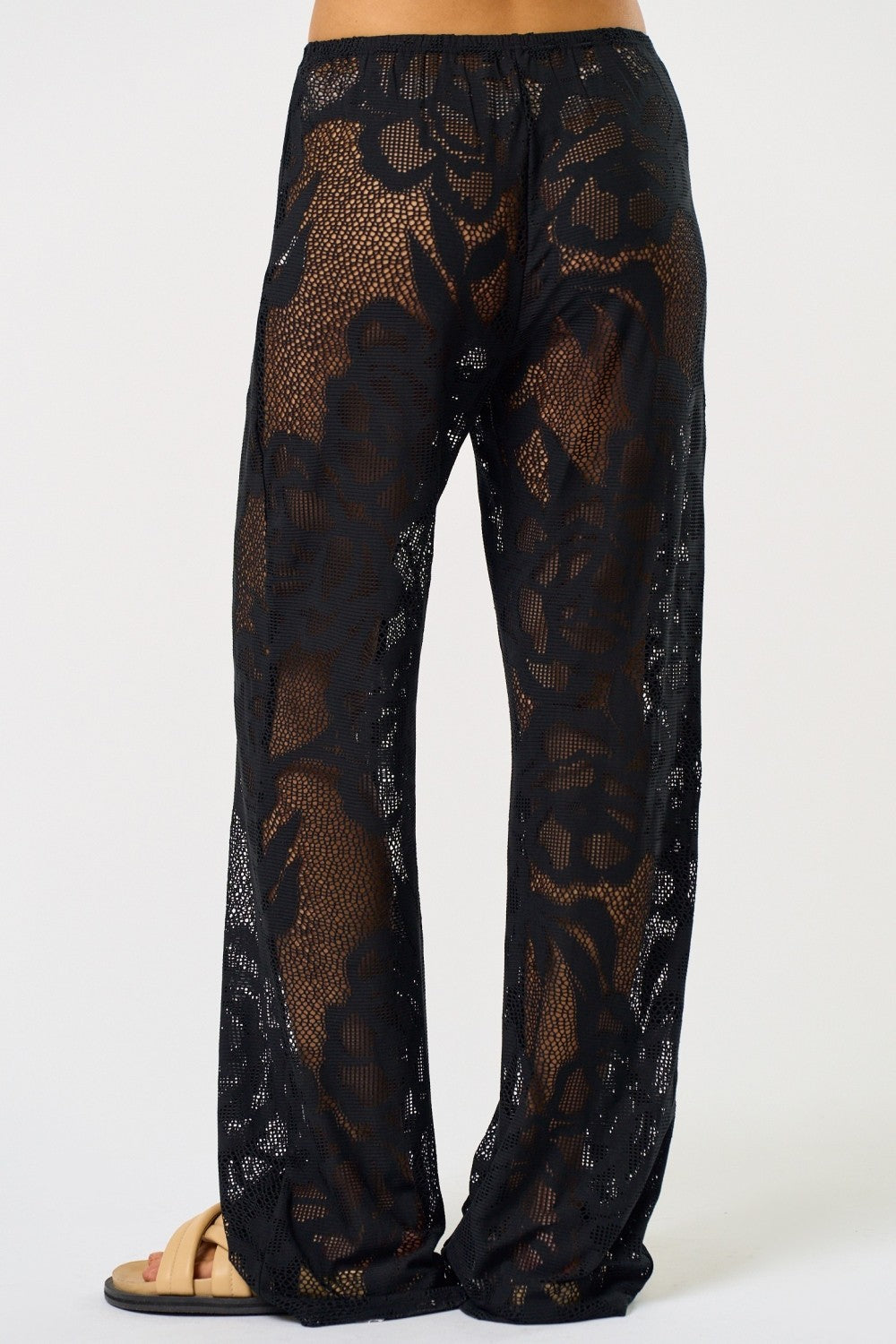 Lace Cover Up Pants - Black