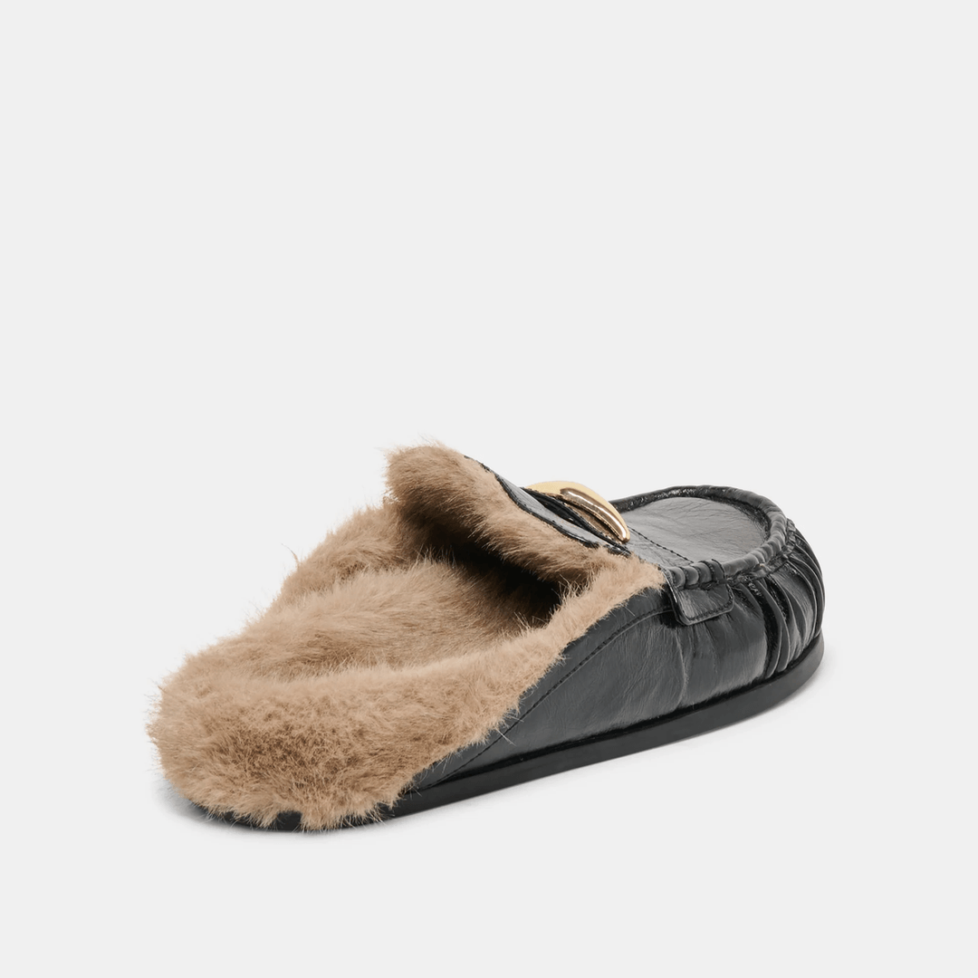 Dolce Vita Jodero Plush Flats - Black Leather