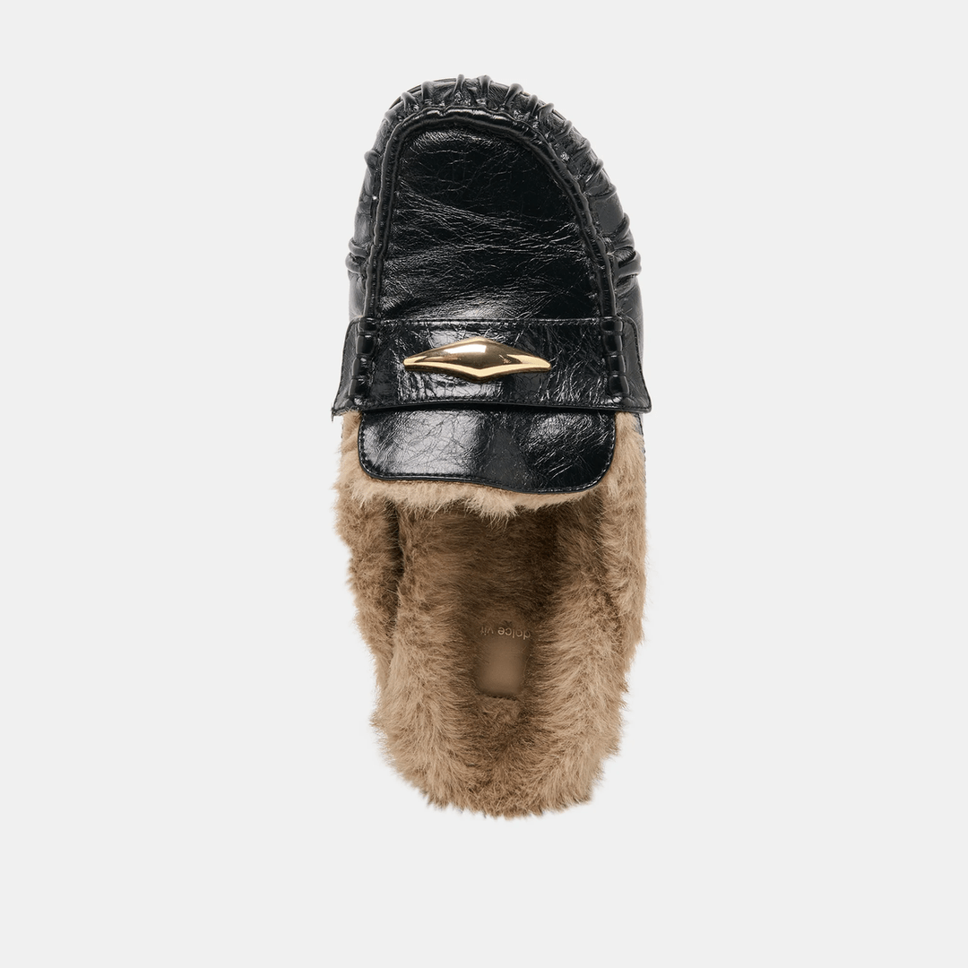 Dolce Vita Jodero Plush Flats - Black Leather