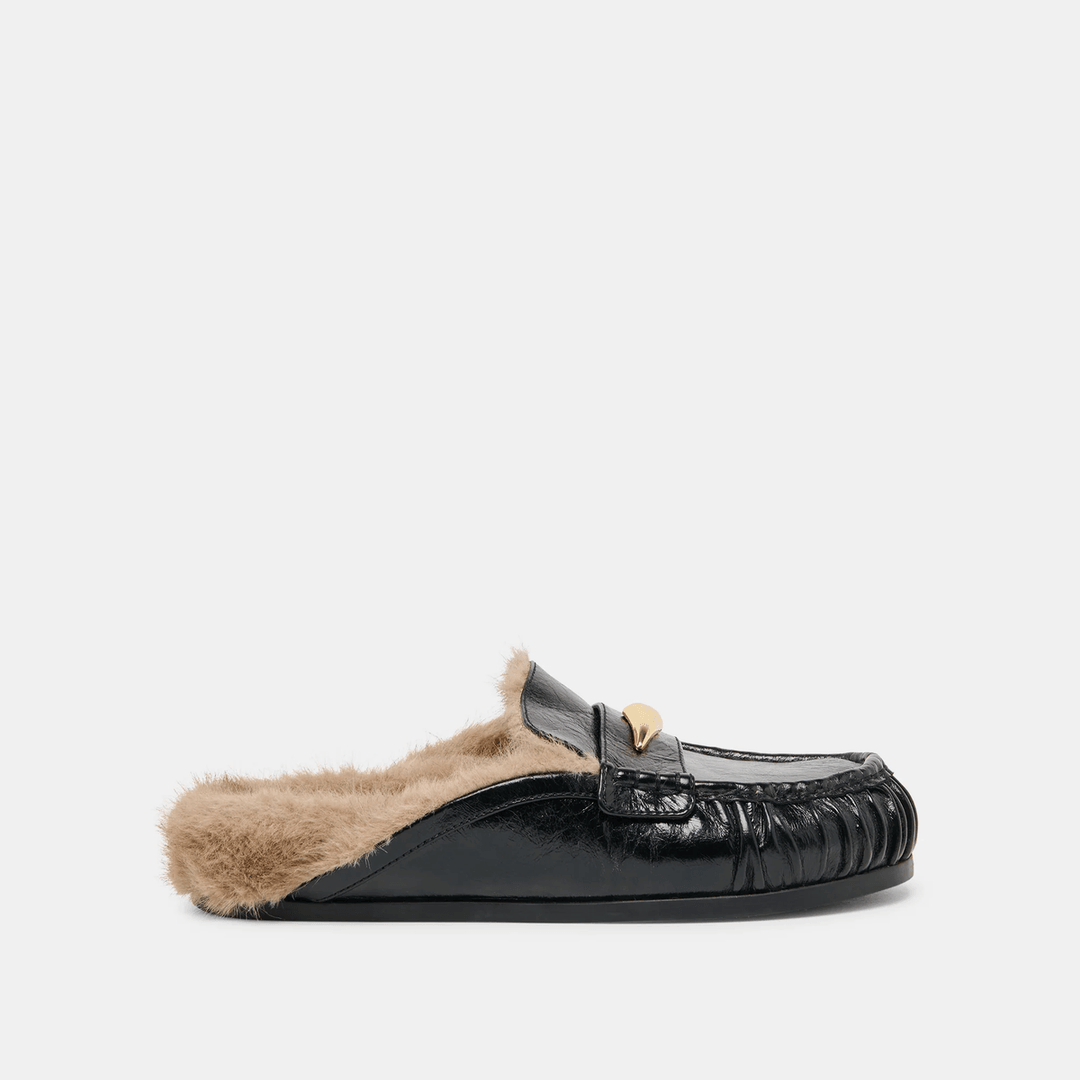 Dolce Vita Jodero Plush Flats - Black Leather