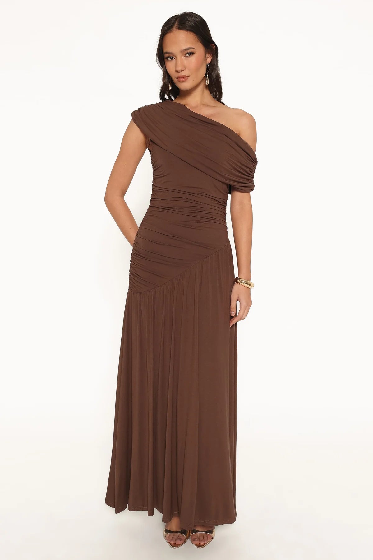 Petal & Pup - Sharmay Off Shoulder Maxi Dress - Brown