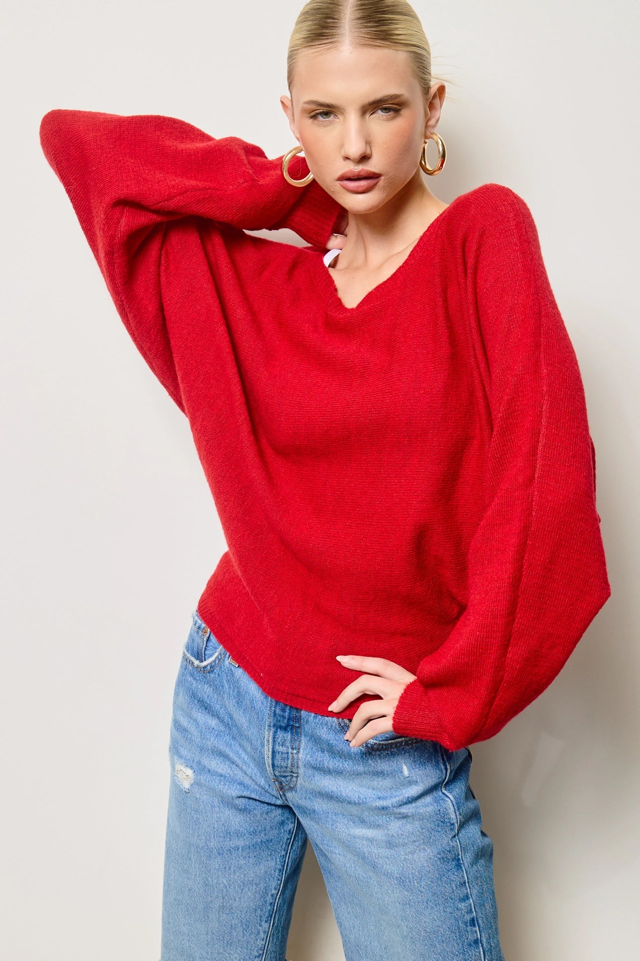 Slouchy Dolman Sleeve Knit Sweater
