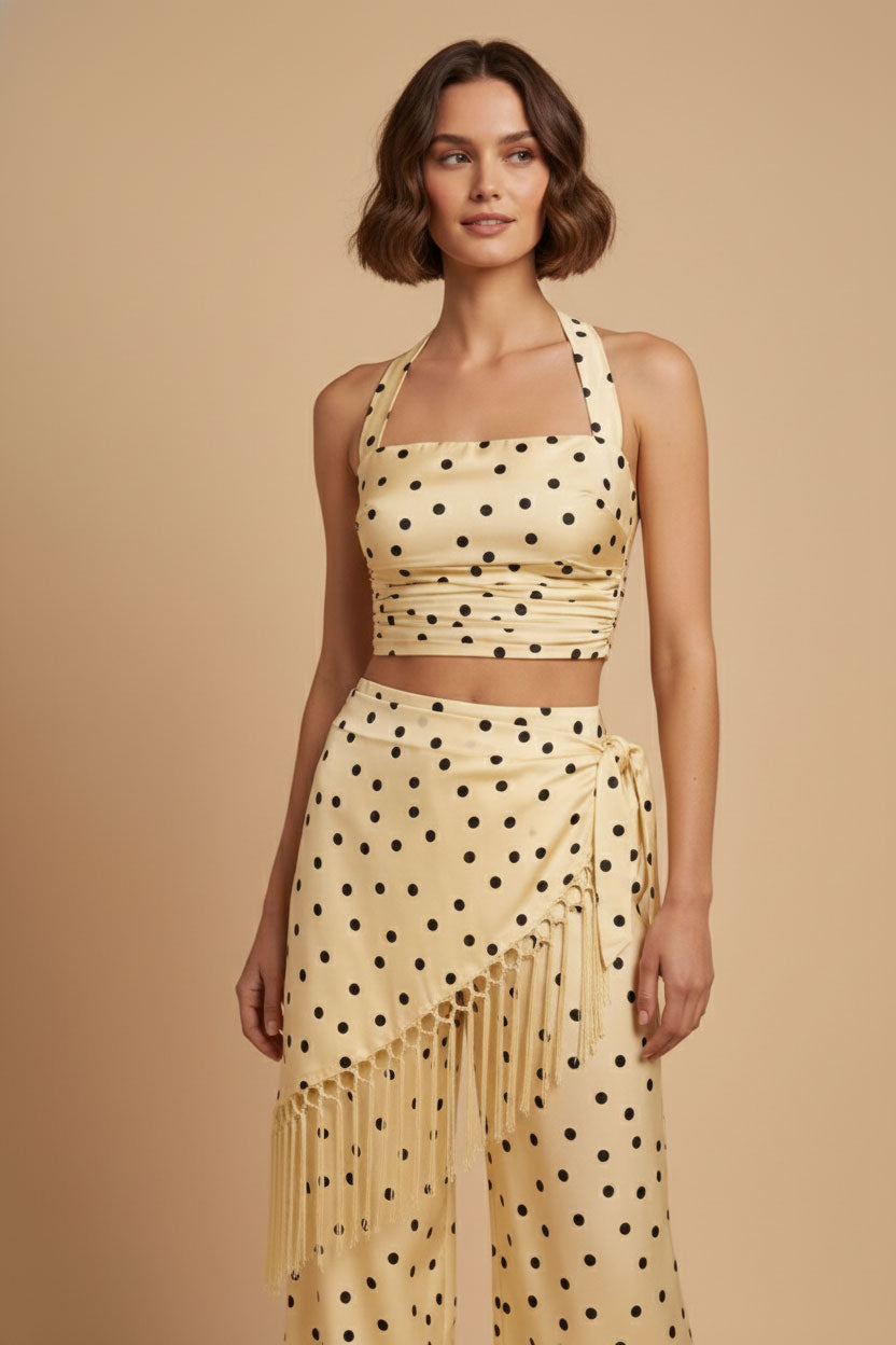 Polka Dot Fringe Set - Yellow