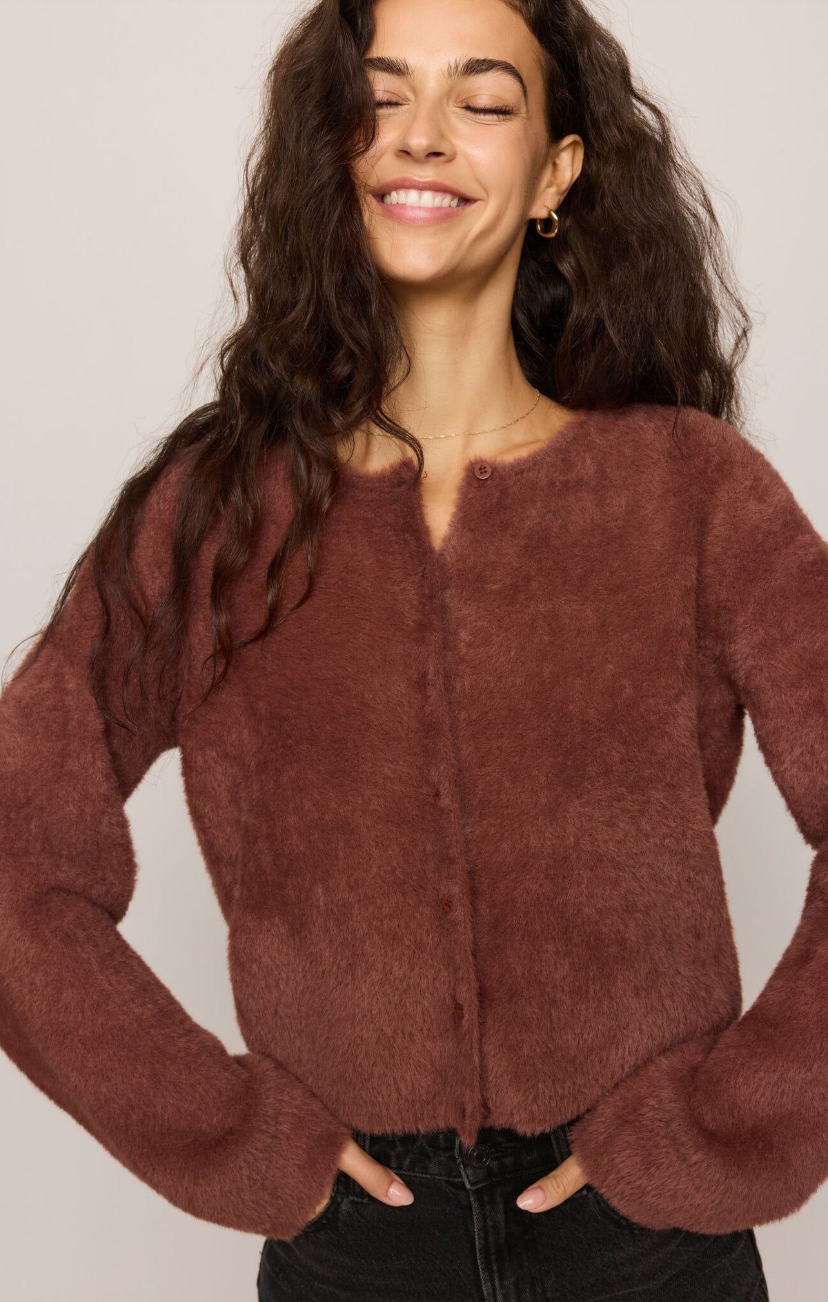 Z Supply - Winterglow Fluffy Cardigan - Dark Rosewood