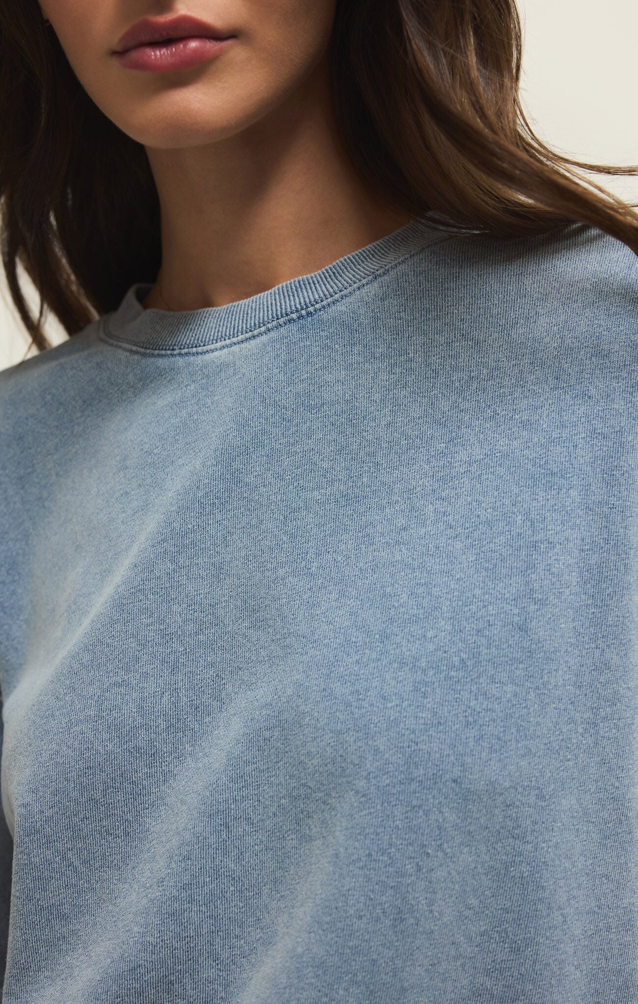 Z Supply Boyfriend Denim Sweatshirt - Ocean Air Indigo