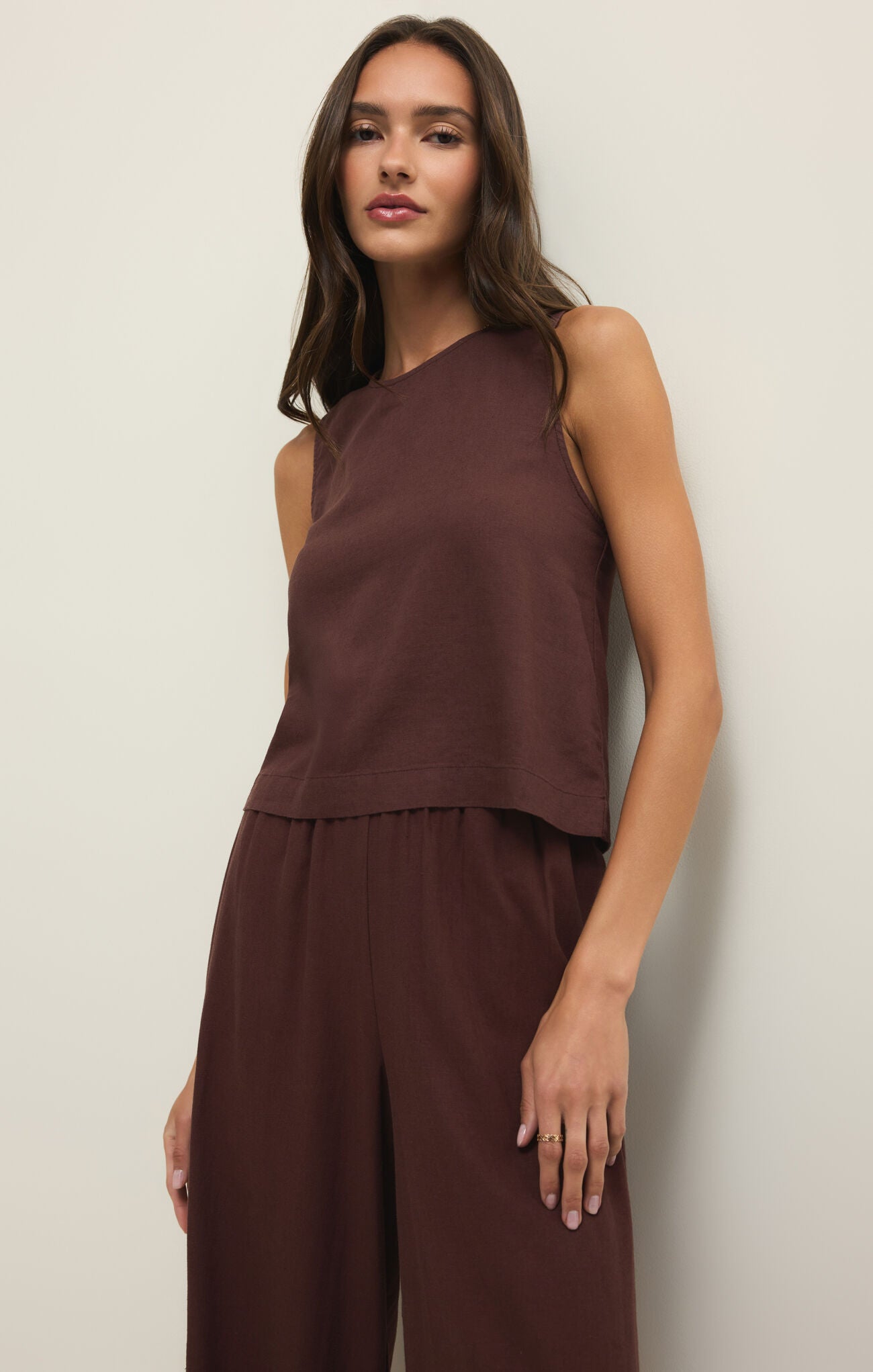 Z Supply Sloane Linen Top - Chocolate Cherry