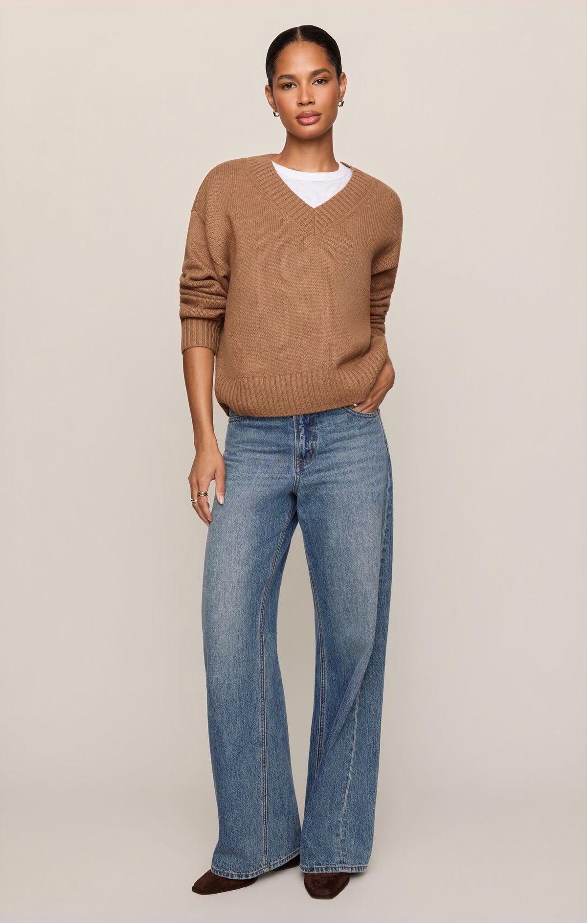 Z Supply - Cloud Spun V-neck Sweater - Golden Caramel