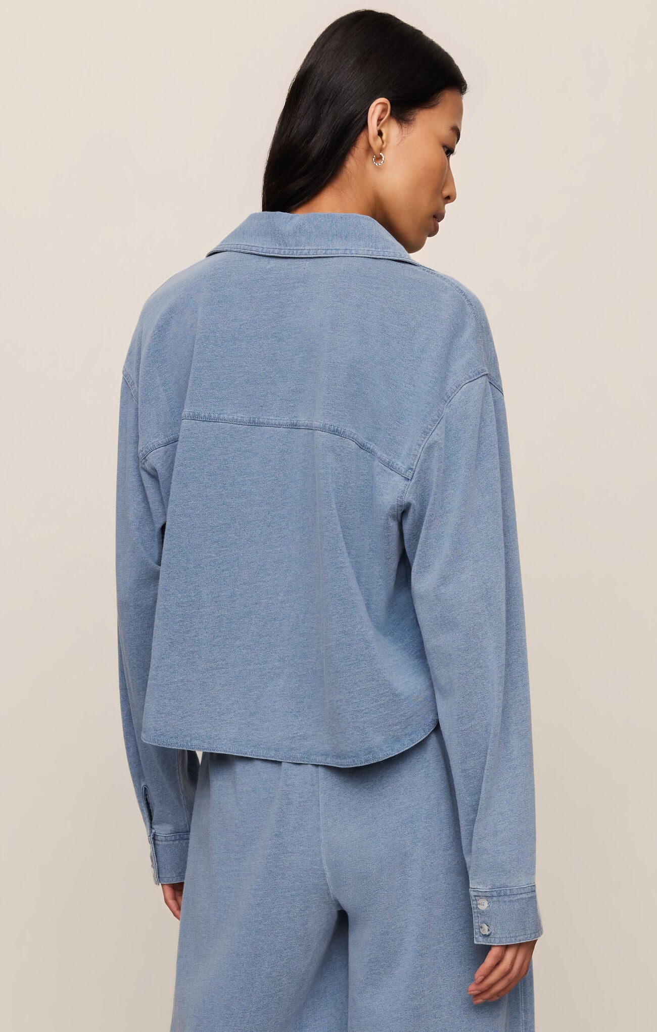 Z Supply Reese Cropped Denim Button Up - Santorini Indigo