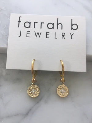Farrah B Coin Star Huggie Earrings