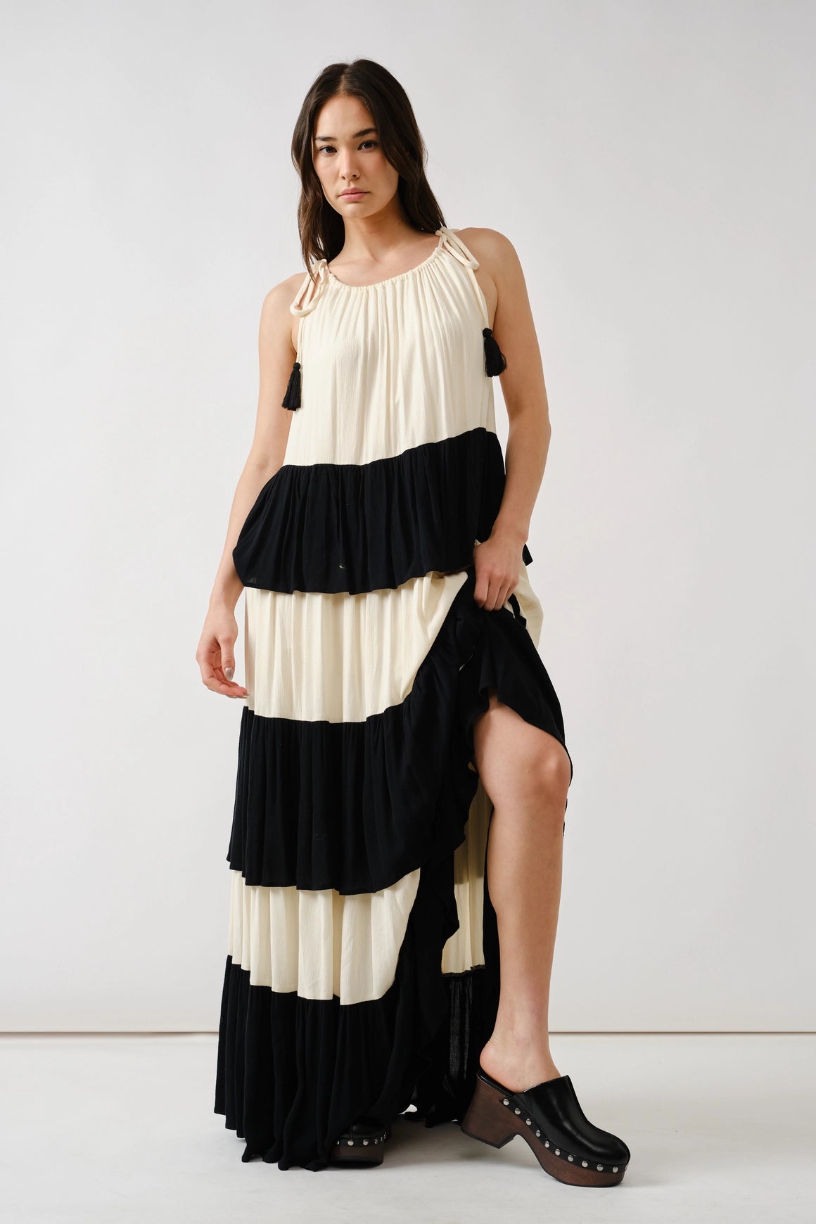 Color Block Tiered Maxi Dress
