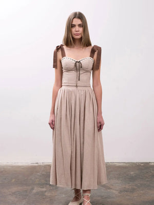 Plaid Tie Shoulder Crop Top