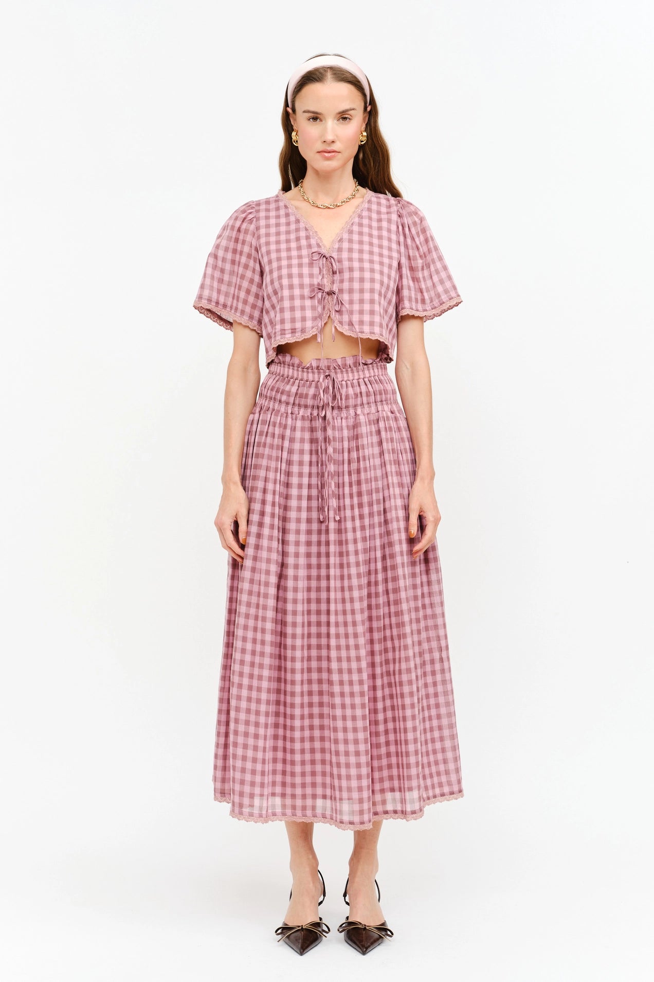 Amelie Top - Mauve Gingham