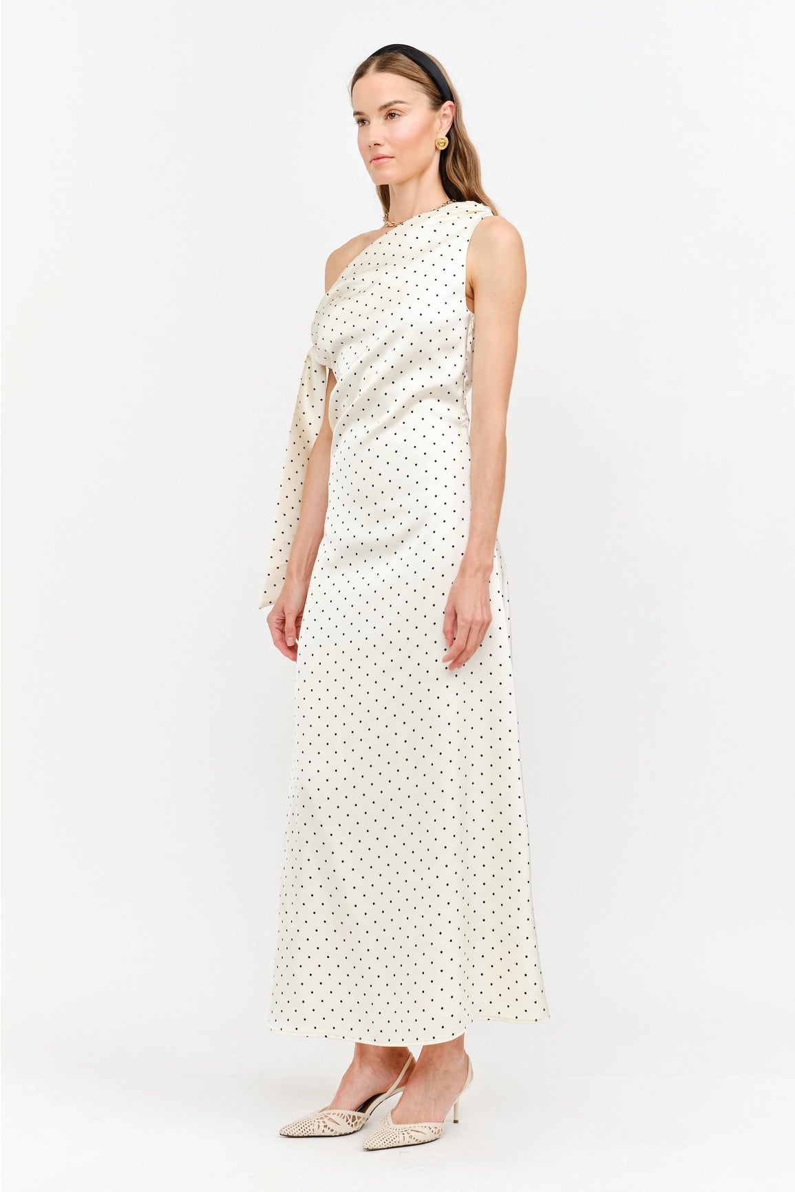Remie Maxi Dress - Cream Polka Dot