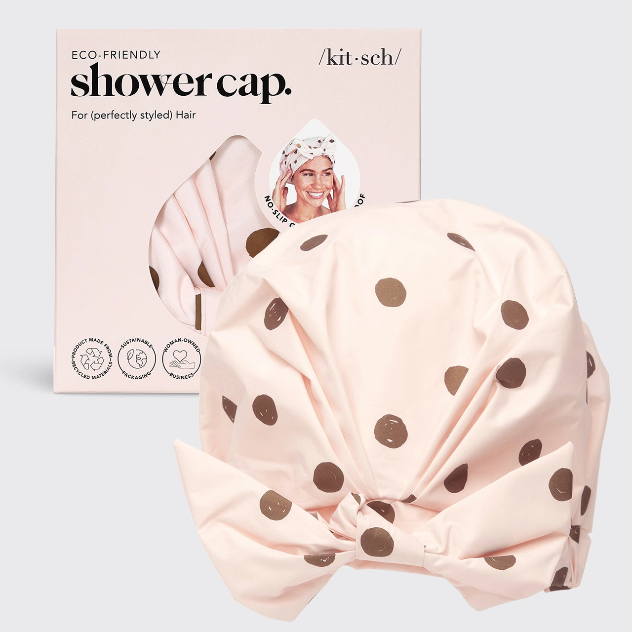KITSCH Luxury Shower Cap - Blush Dot