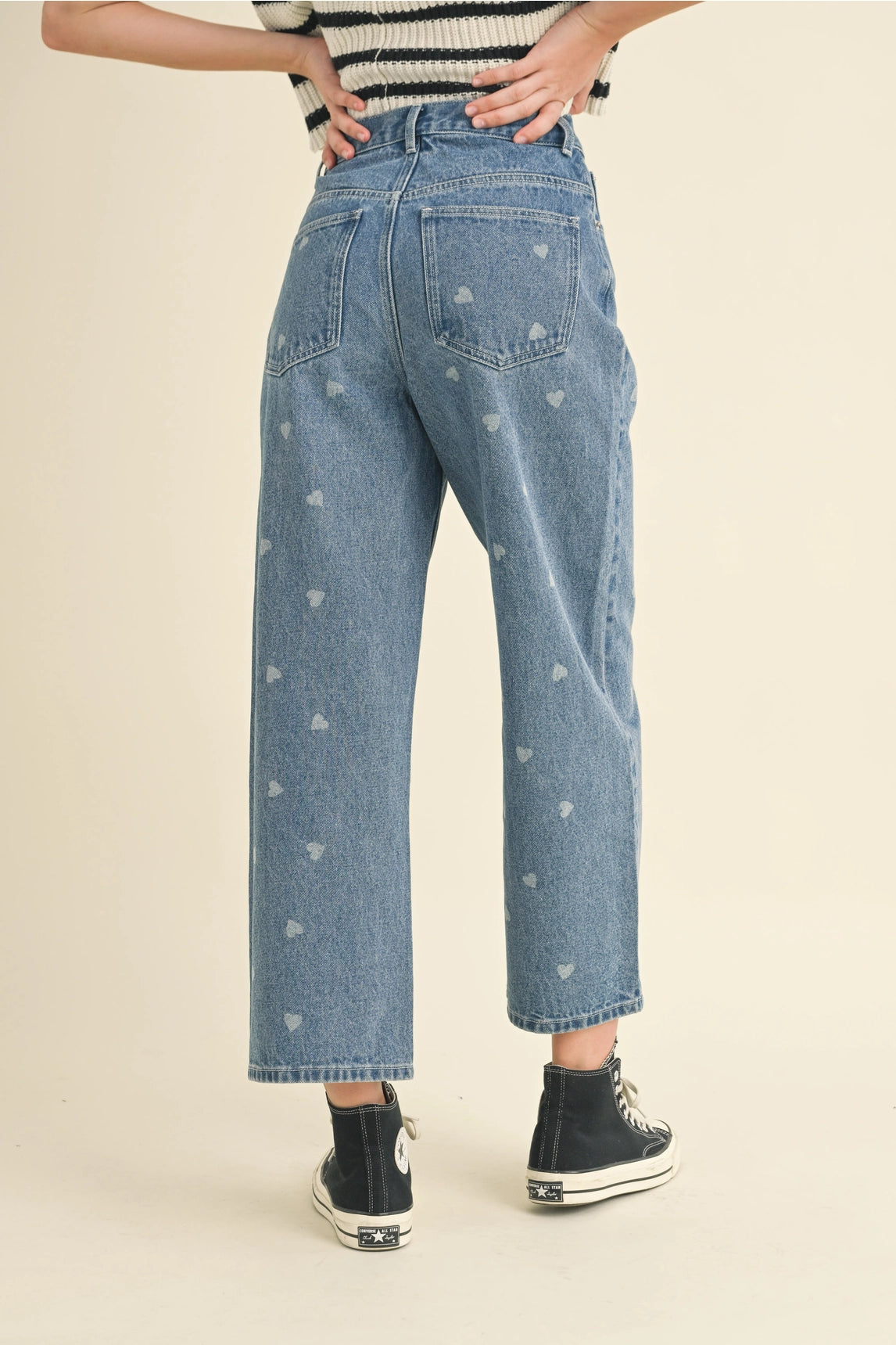 Heart Printed Denim Jeans