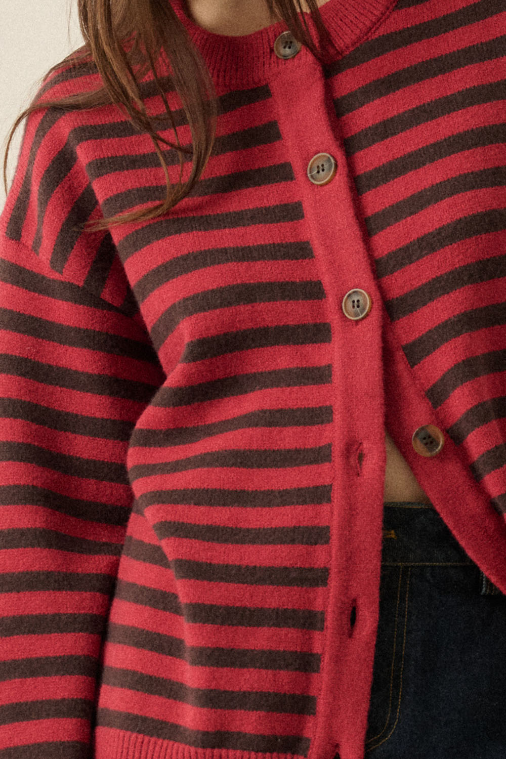 Carrie Striped Cardigan - Red