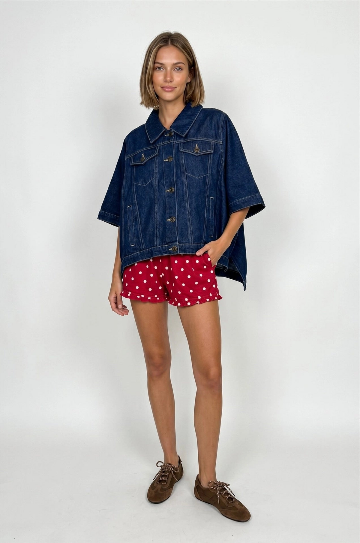 Polka Dot Ruffle Hem Shorts