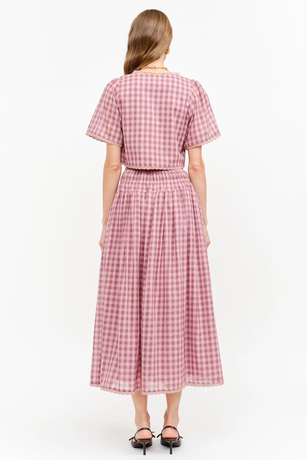 Amelie Skirt - Mauve Gingham