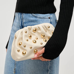 Carey Studded Clutch - Oatmilk