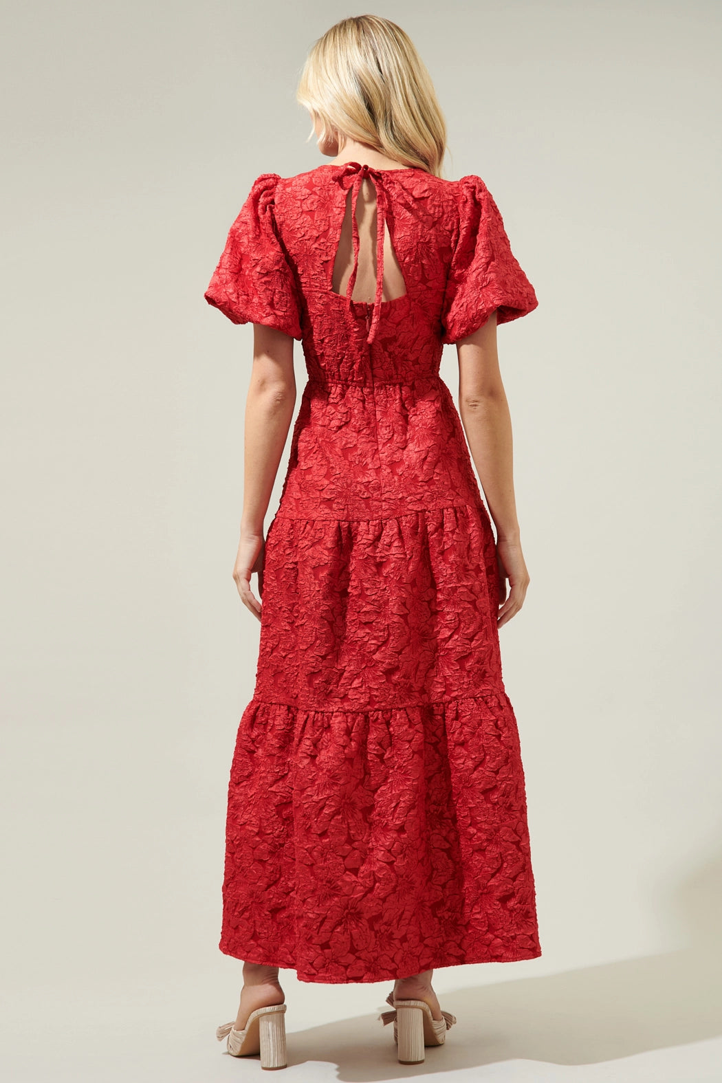 Arielle Jacquard Maxi Dress - Burgundy