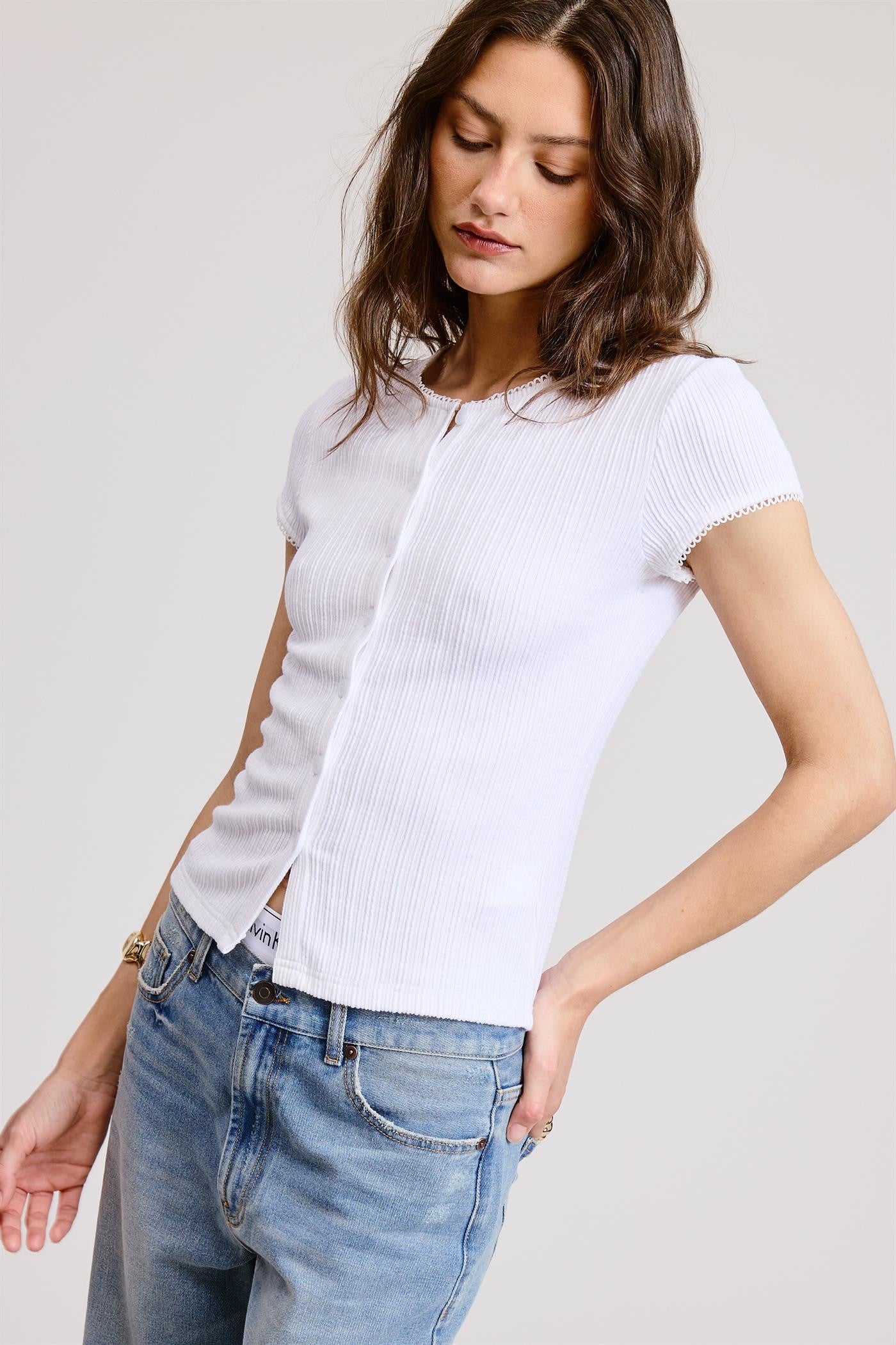 Stay With Me Ribbed Top - Ivory