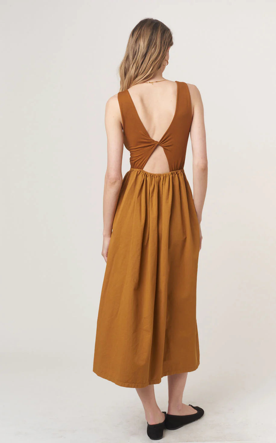 Corinne Soft Mixed Fabric Tank Dress - Cinnamon