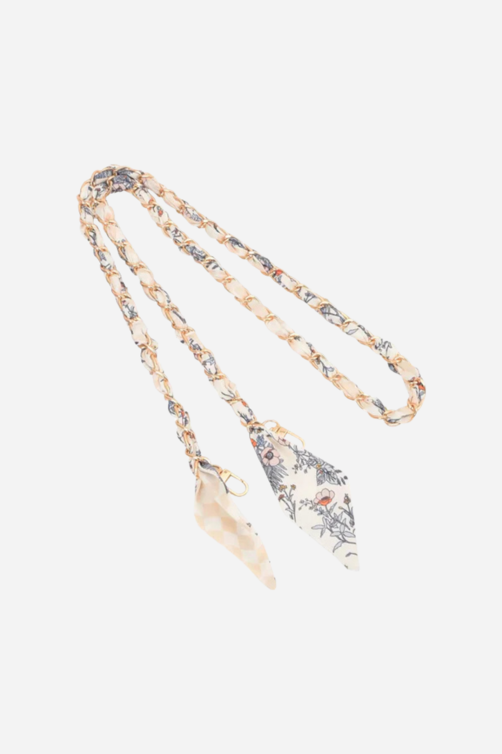 Gold Phone Chain - Cream Flower Scarf