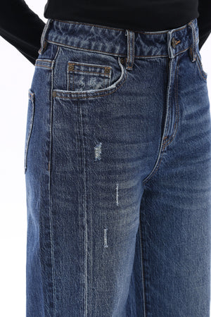 High Rise Straight Leg Jeans - Vintage Dark Blue