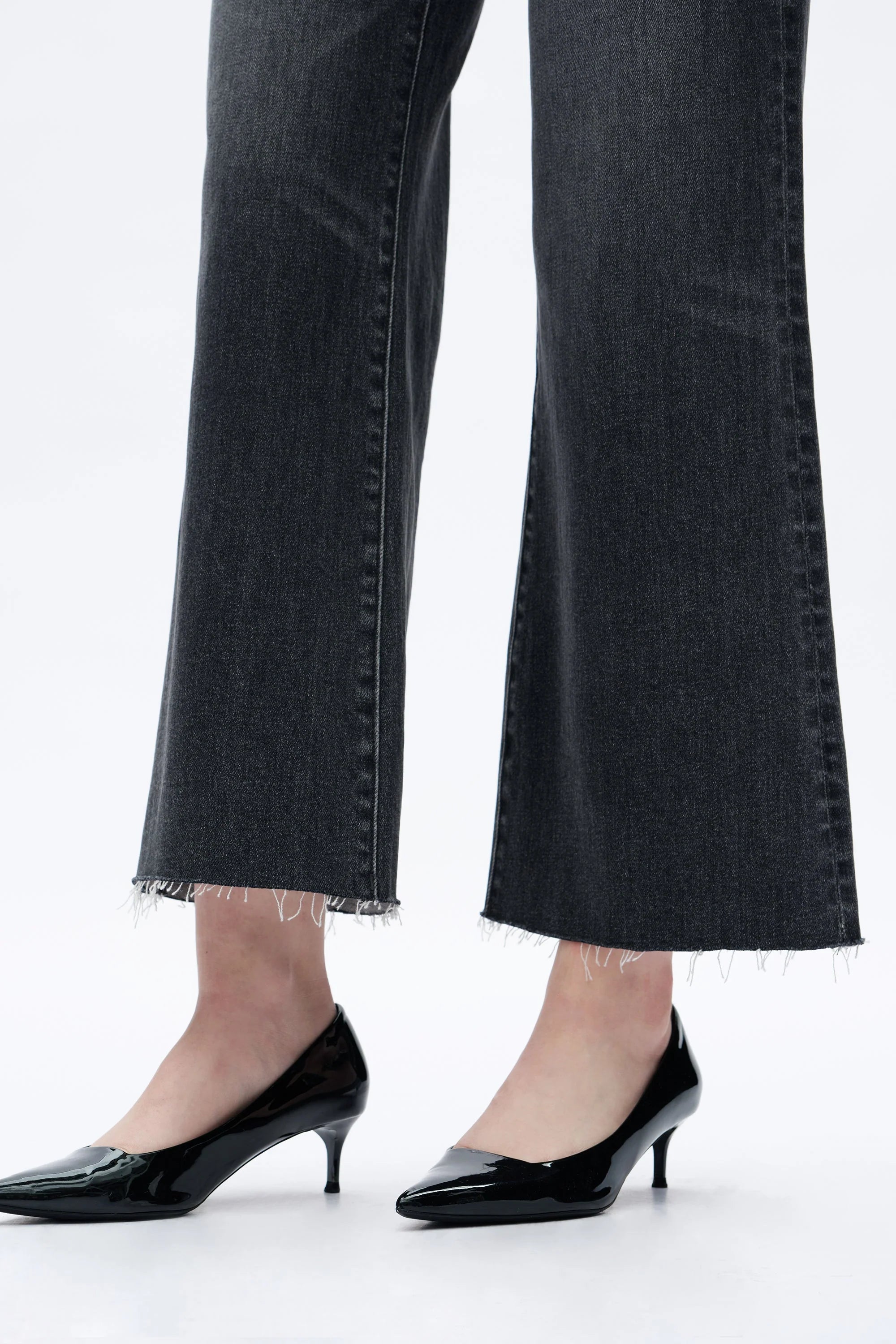 Mid Rise Wide Leg Jeans - Dark Grey