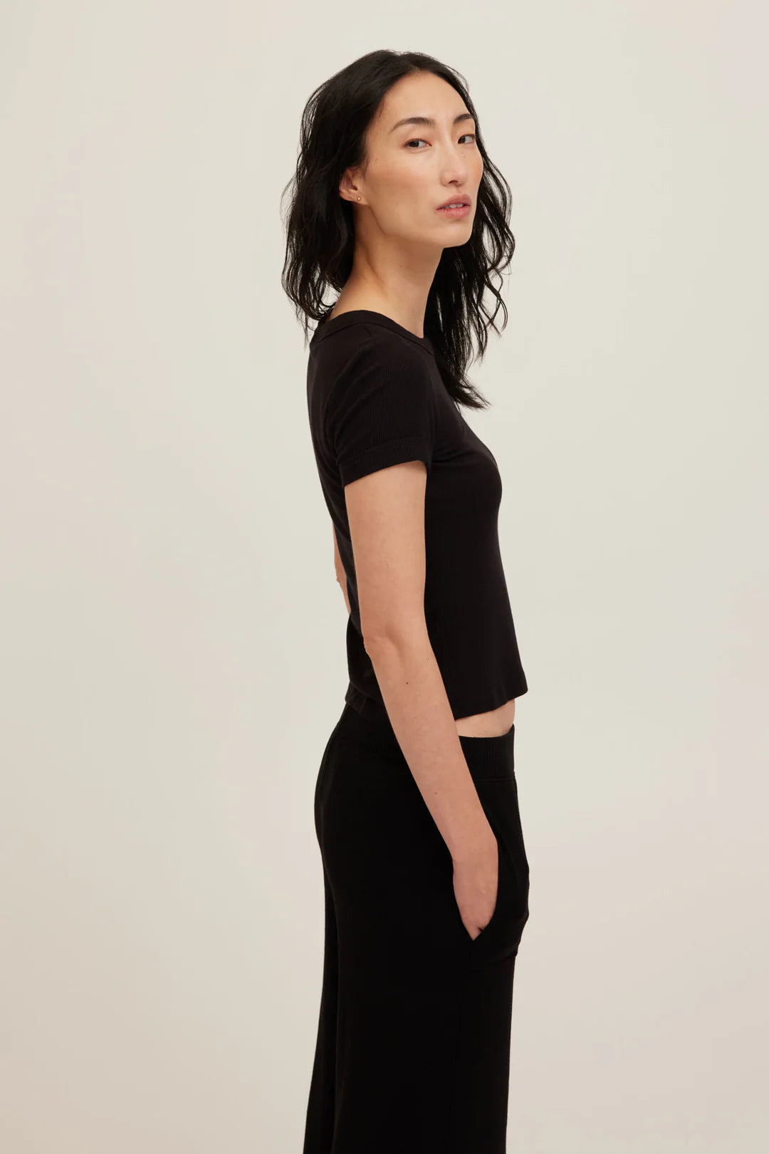 Project Social T- Kota Ribbed Baby Tee - Black