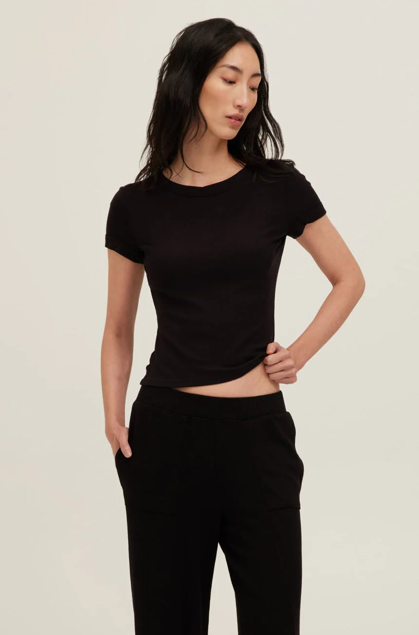 Project Social T- Kota Ribbed Baby Tee - Black