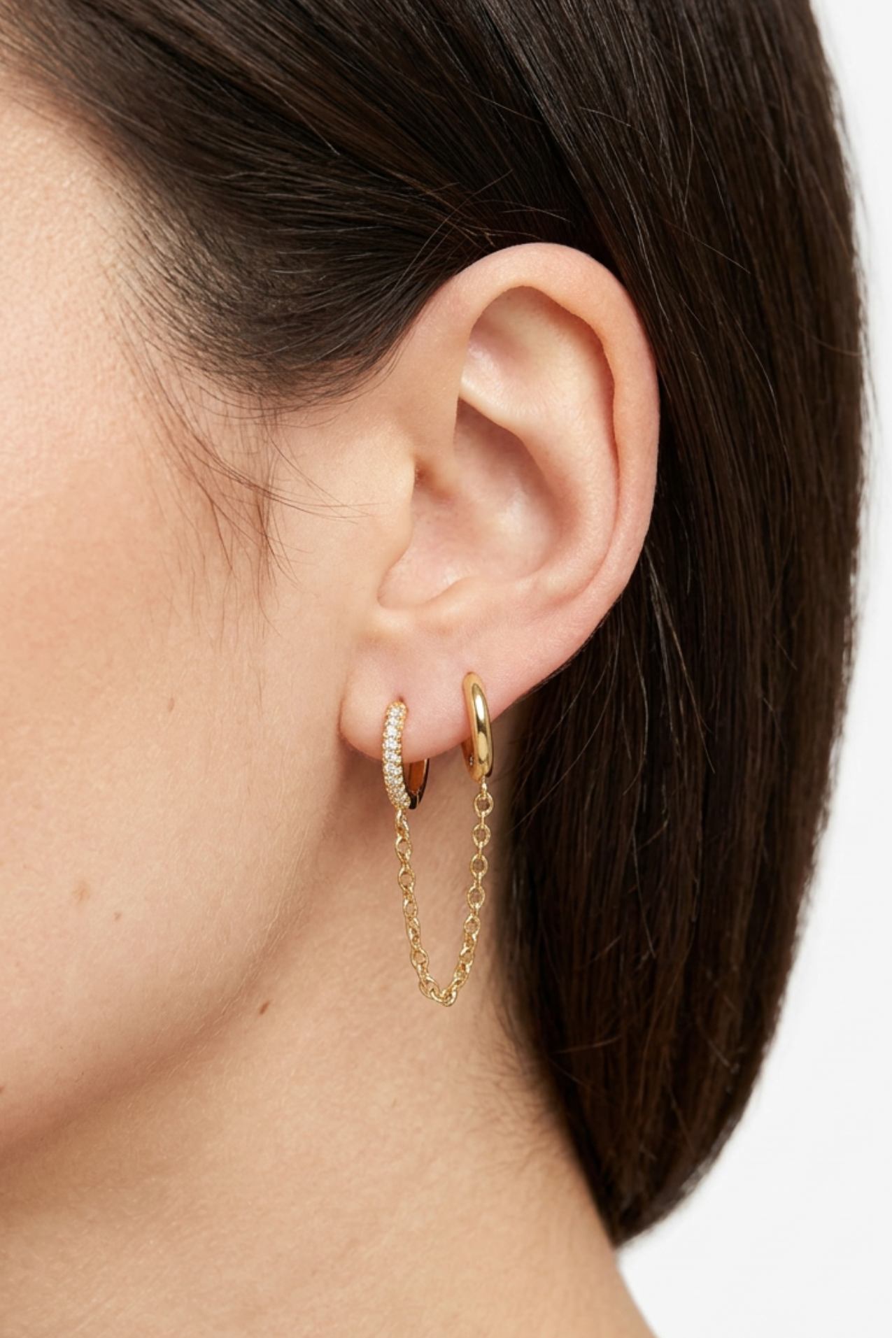 18K Double Hoop Duster Earrings