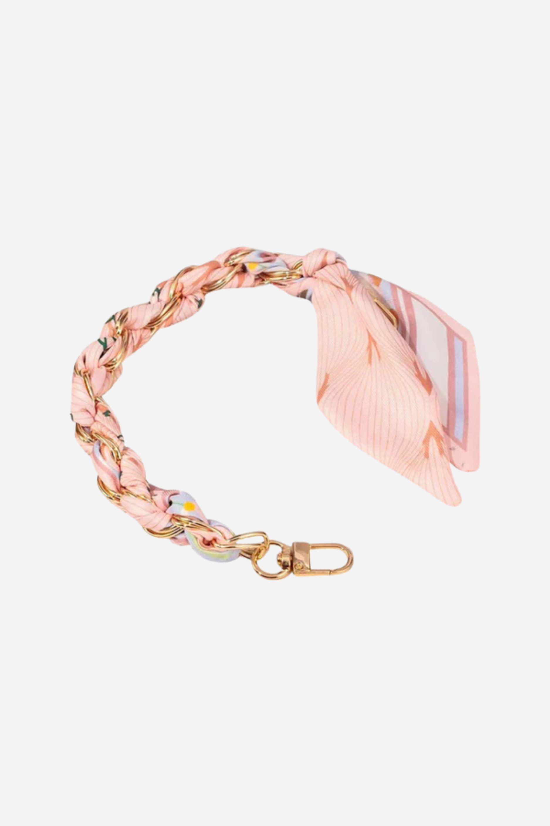 Gold Phone Chain - Light Pink Scarf