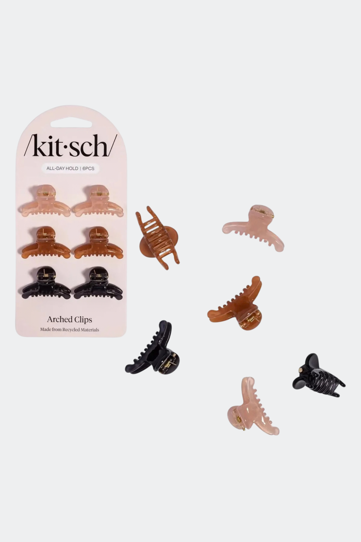 KITSCH - Recycled Plastic Mini Arched Clips - 6pc Set
