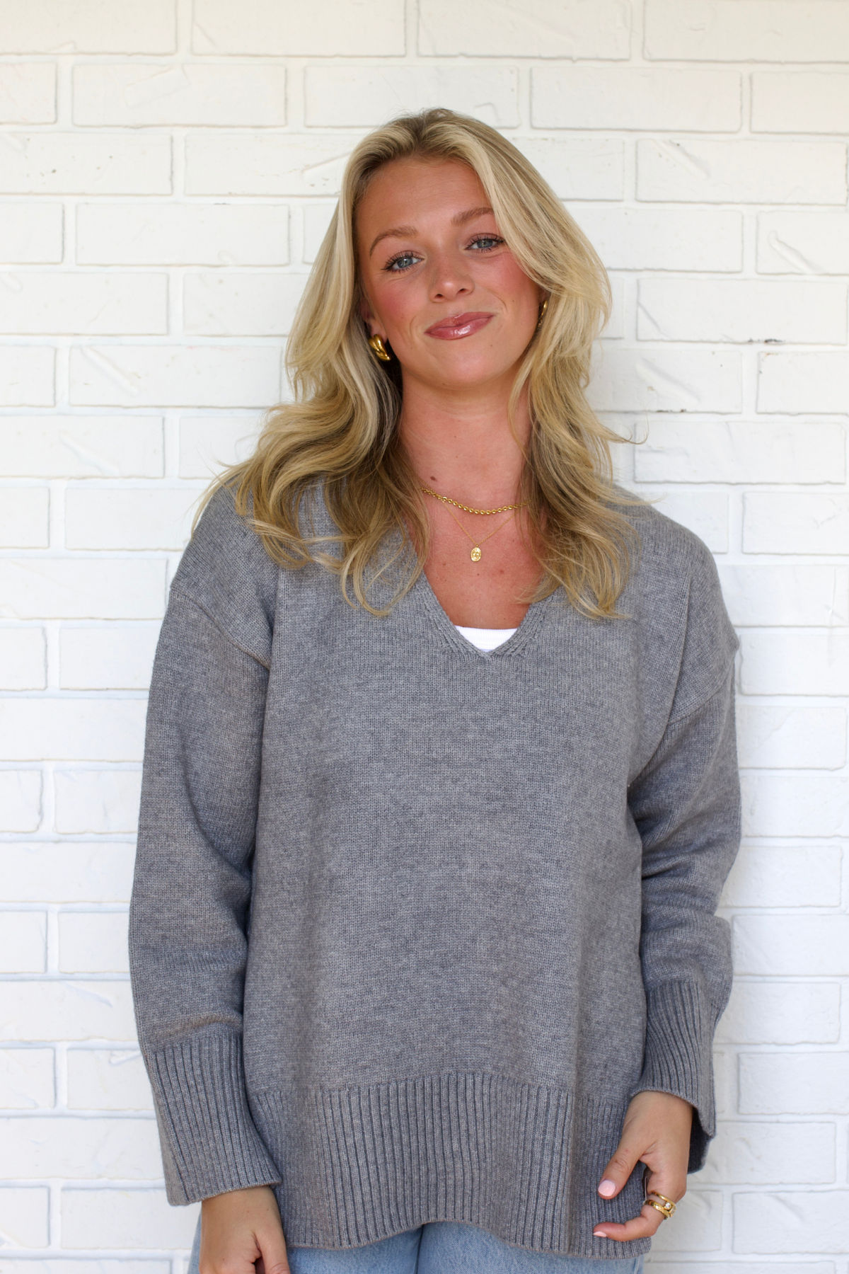 Ihalize V-Neck Sweater - Alloy Melange