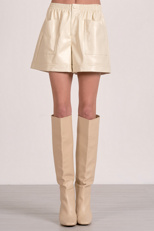Easy Breezy Leather Shorts  - White