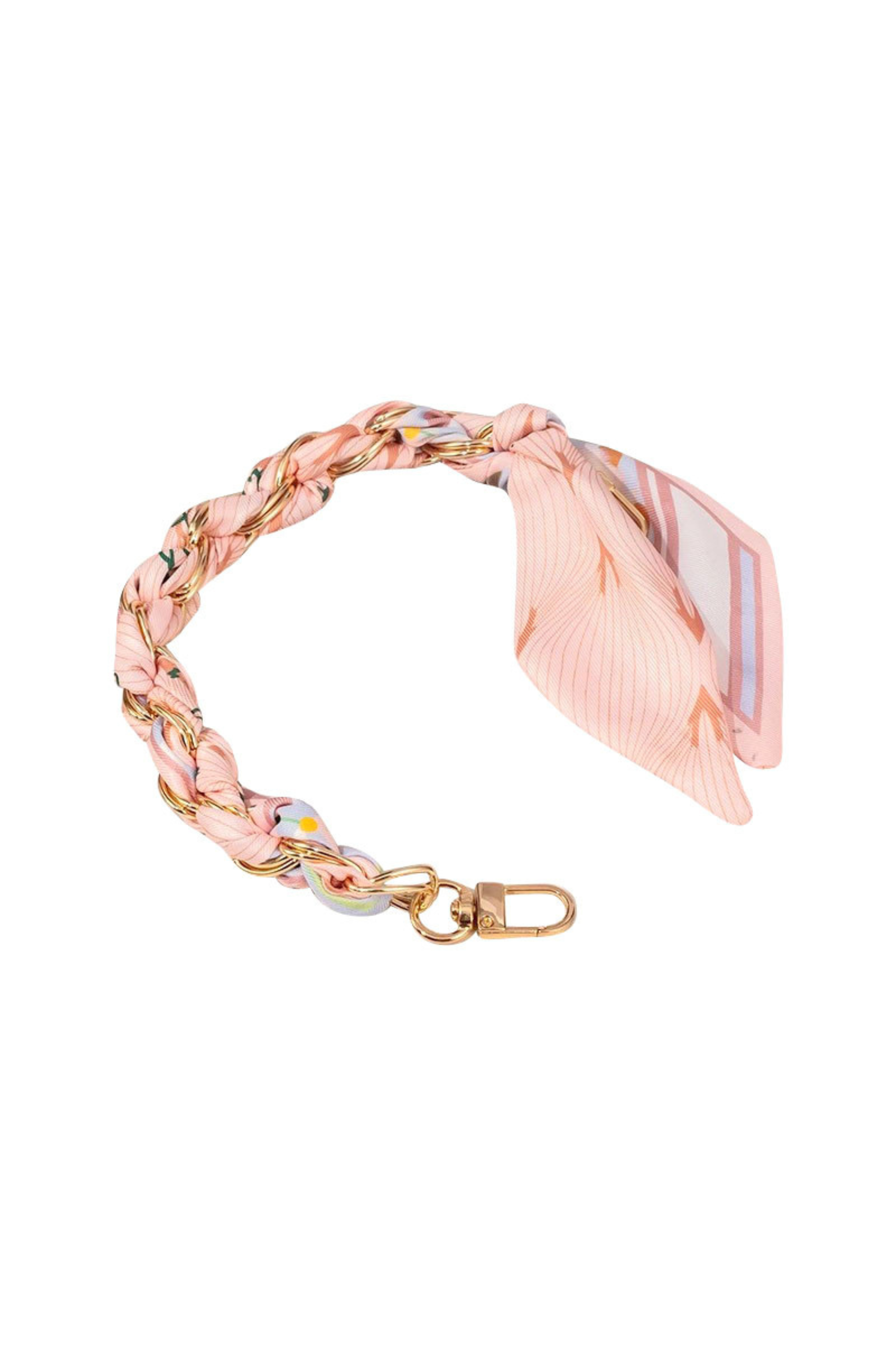 Gold Phone Chain - Light Pink Scarf