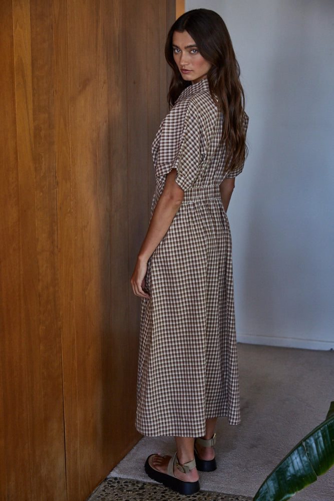 Gingham Button Down Maxi Dress