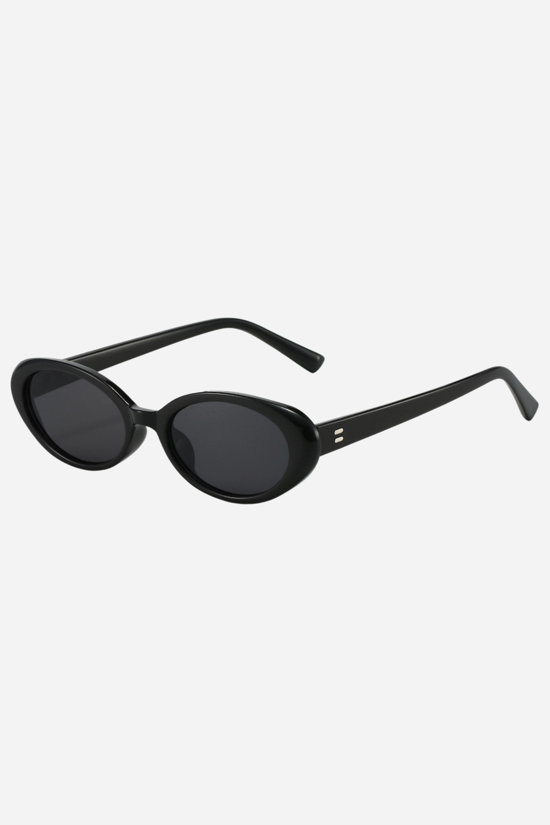 Retro Oval Frame Sunglasses - Black