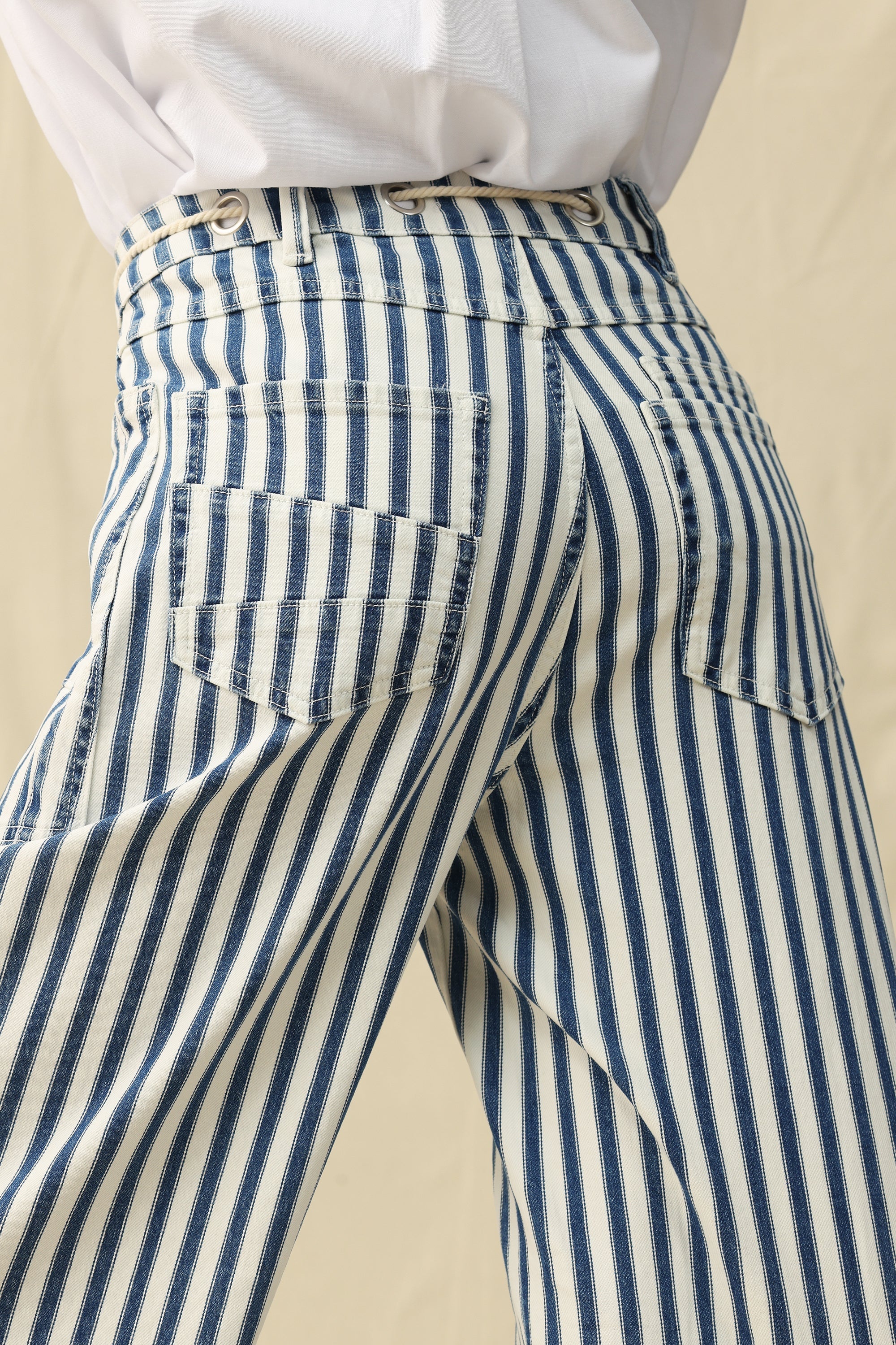 Tamsin High Rise Wide Leg Jeans - Blue Stripe