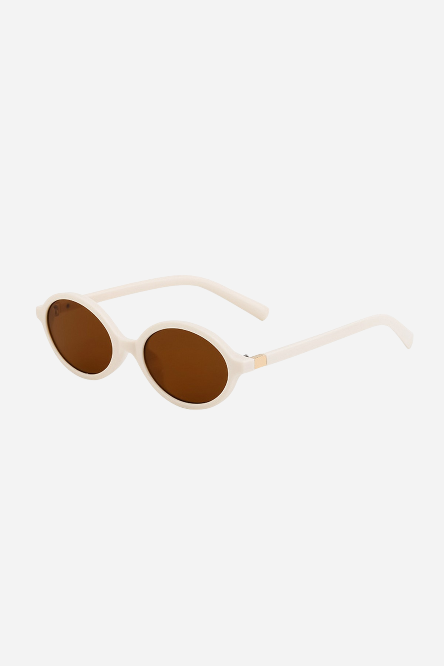 Retro Oval Frame Sunglasses - Beige