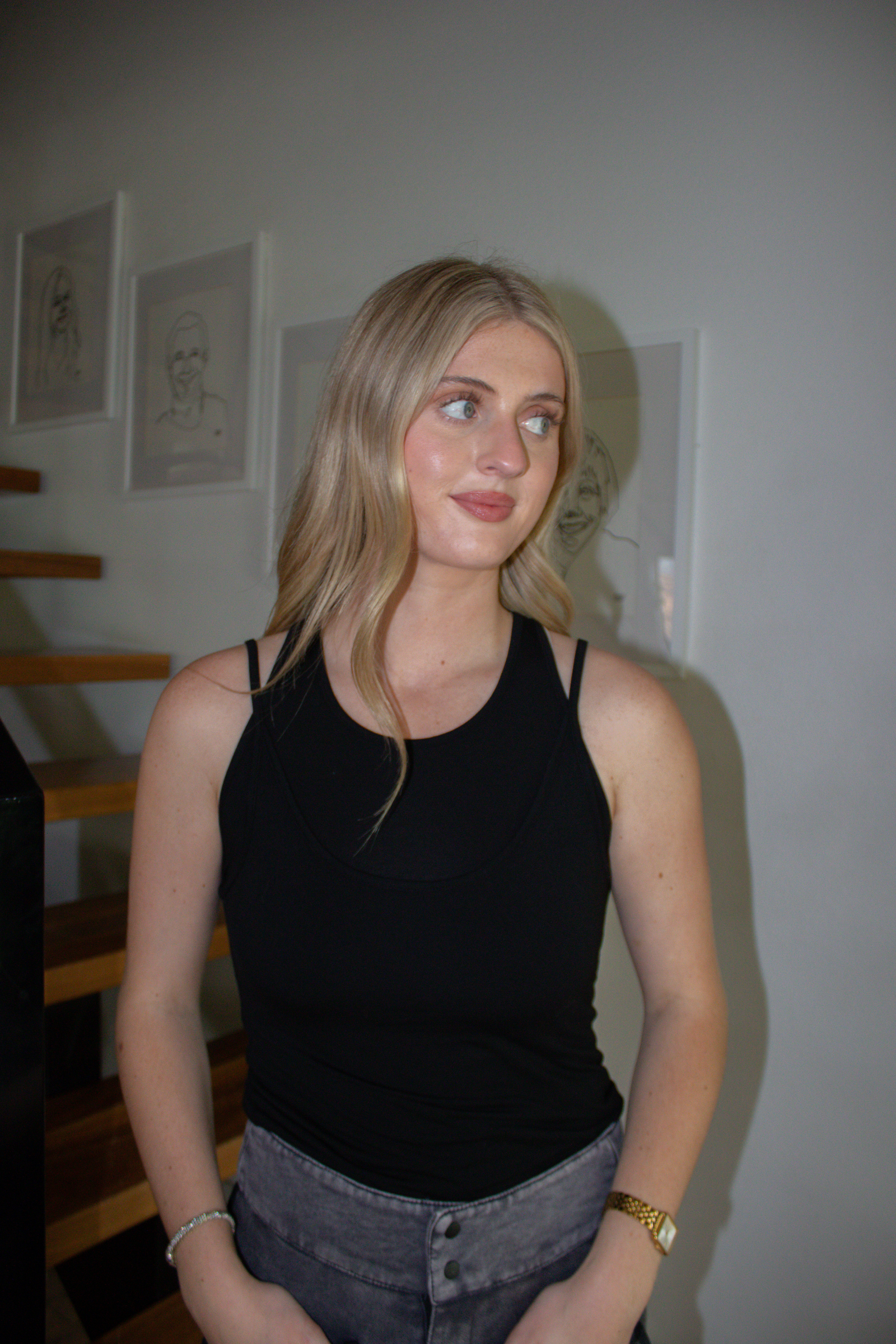 Gabbriette Layered Tank Top - Black