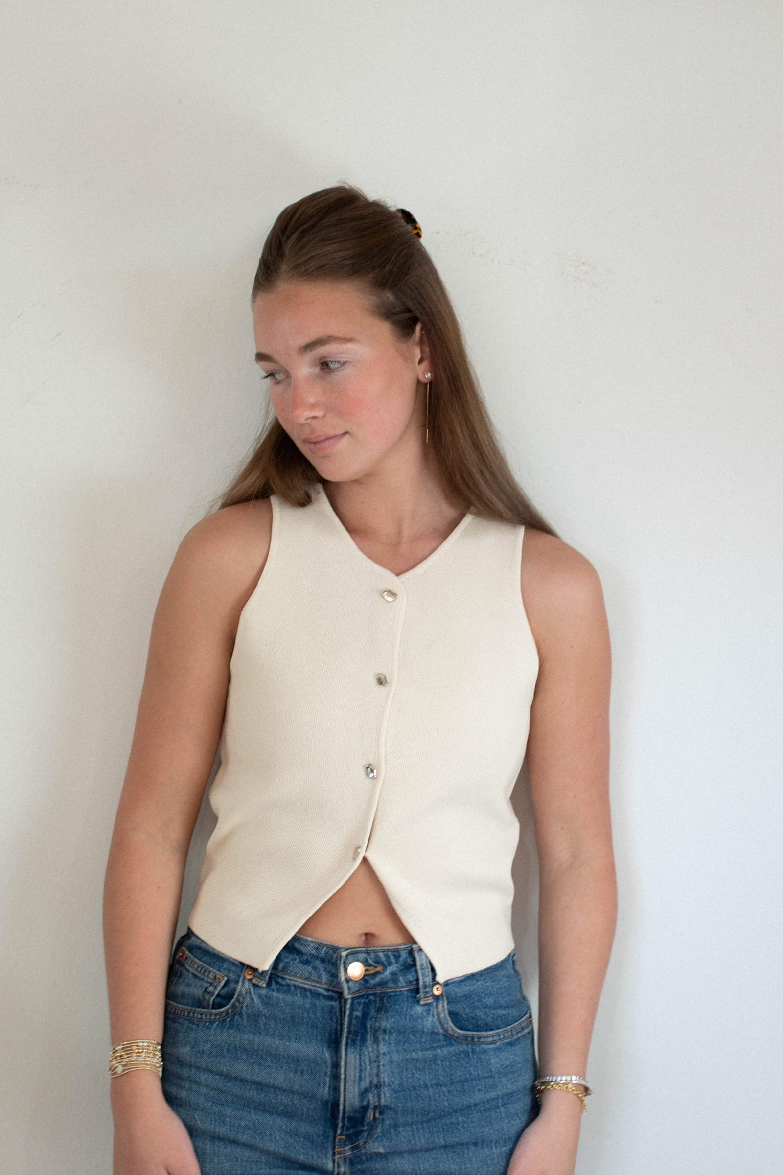 Ibiza Knit Vest - Ecru