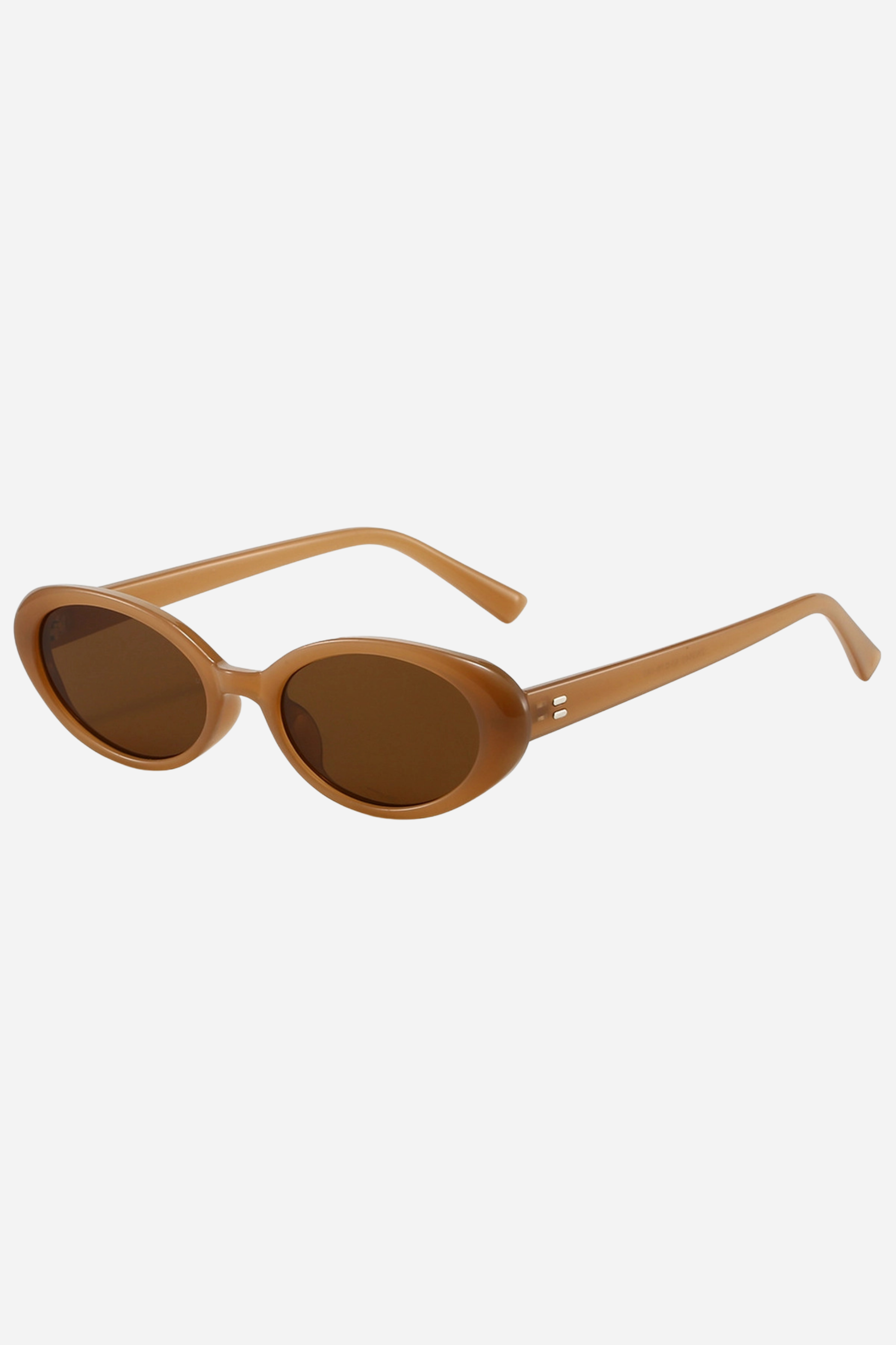 Retro Oval Frame Sunglasses - Khaki