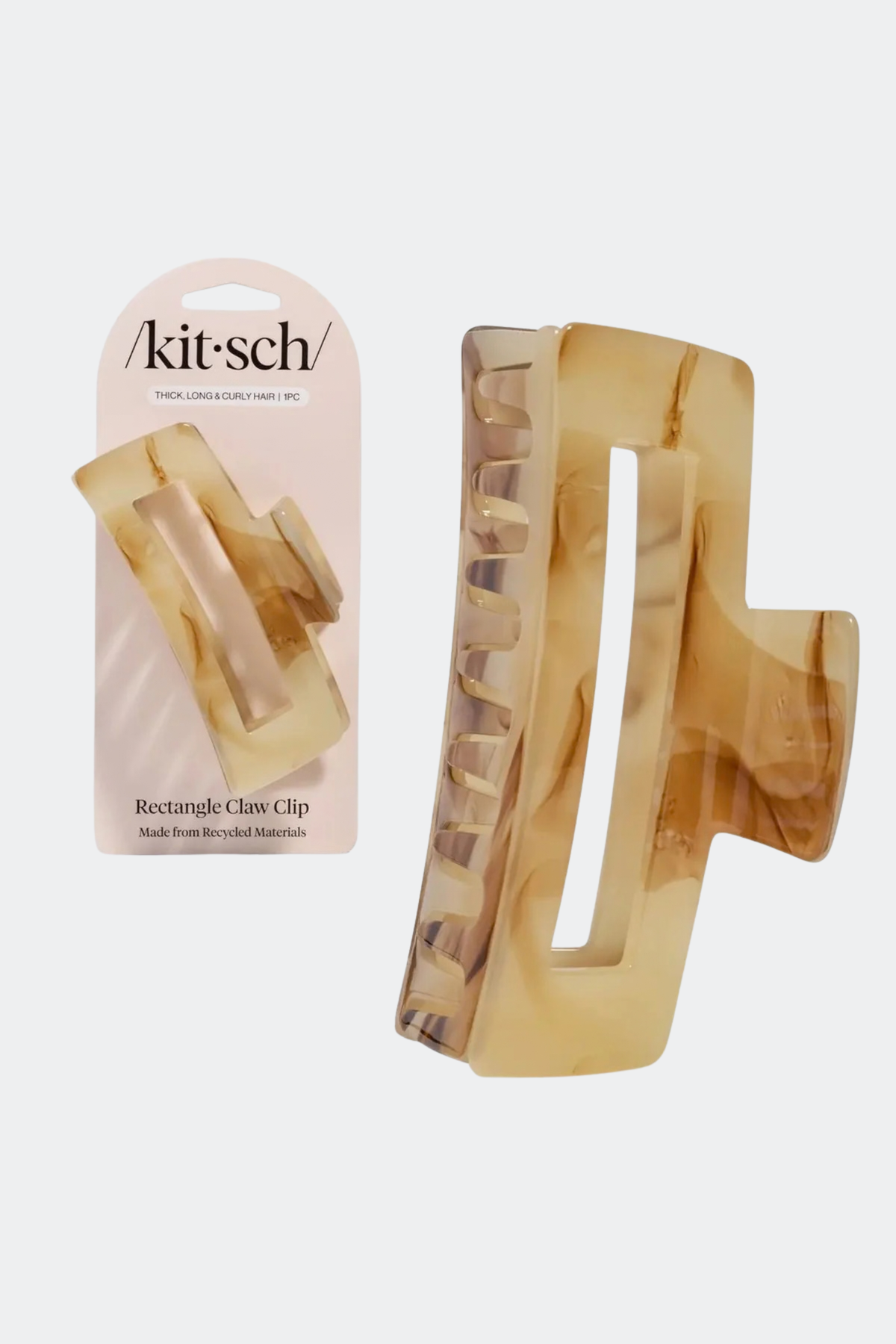 KITSCH - Recycled Plastic Jumbo Open Shape Claw Clip - Chocolate Marble