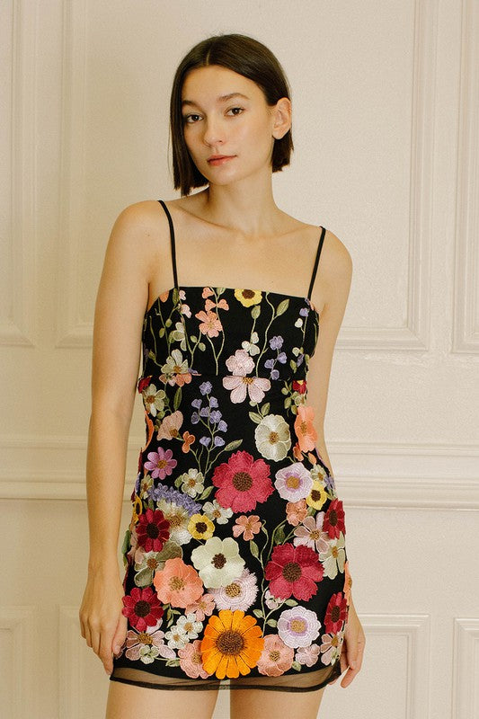 Multi Floral Collaged Mini Dress