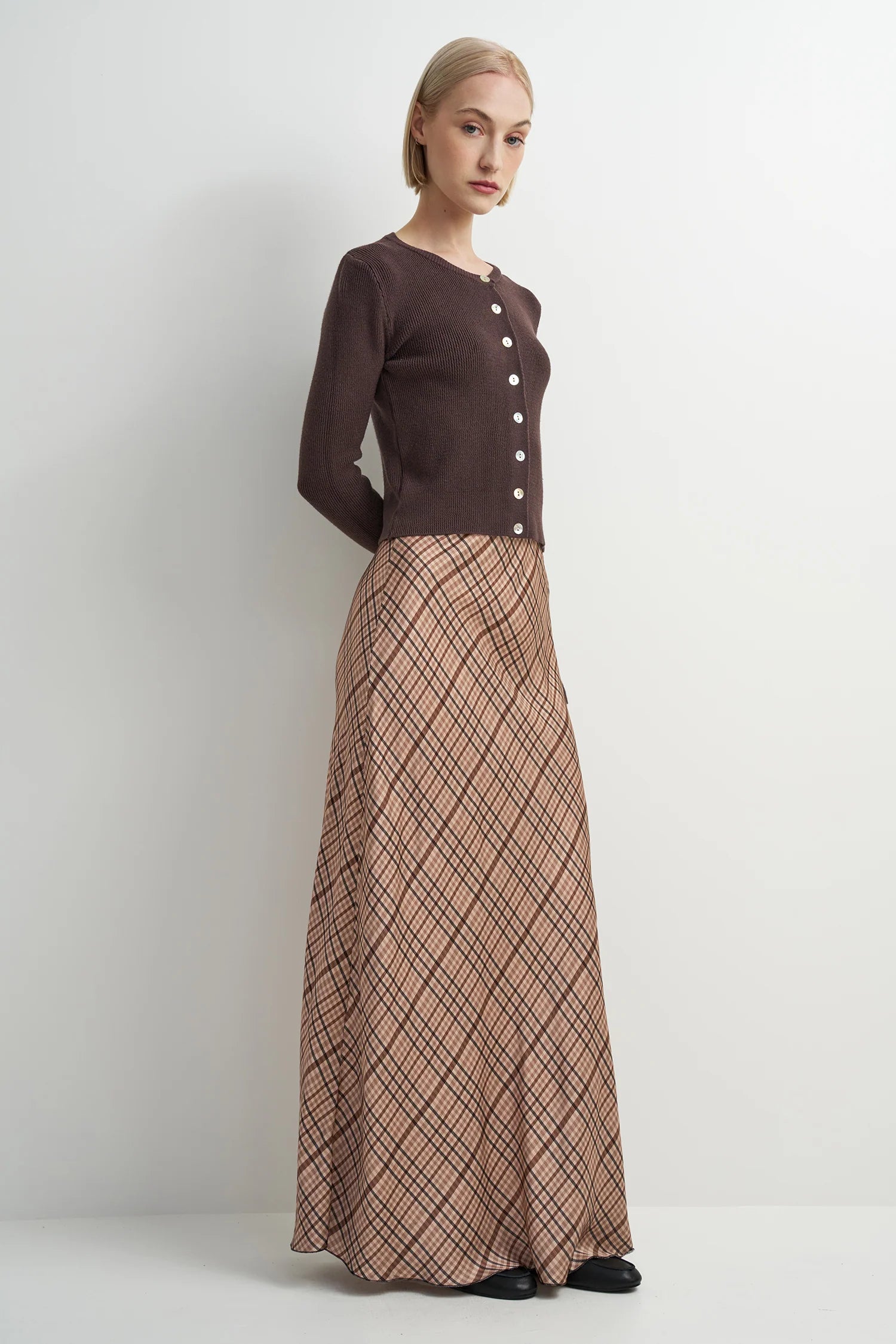 Meadow Skirt - Beige Plaid